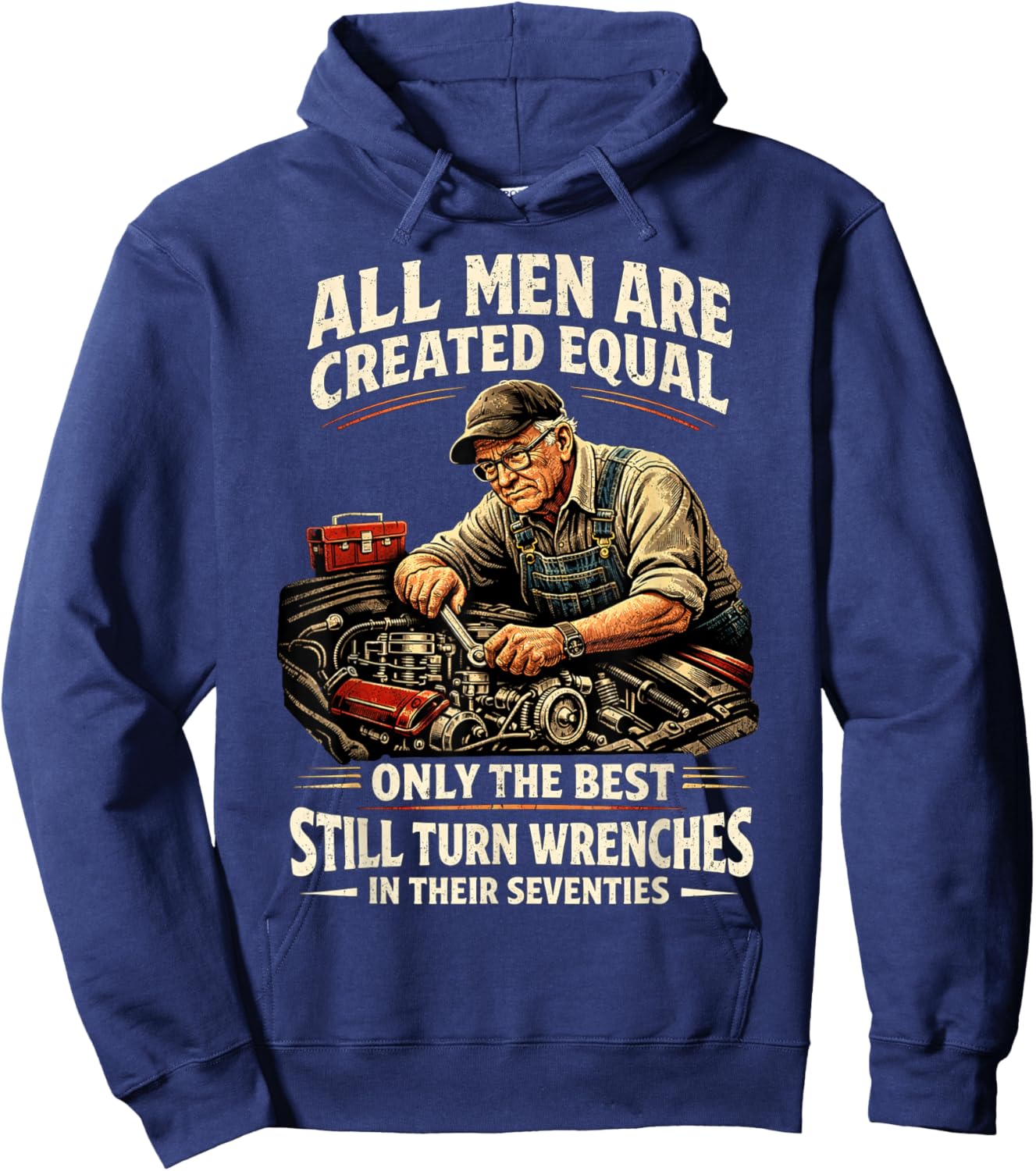 70th Birthday Turn Wrenches Vintage Mechanic Seventies Hoodie - Hoodie | Navy