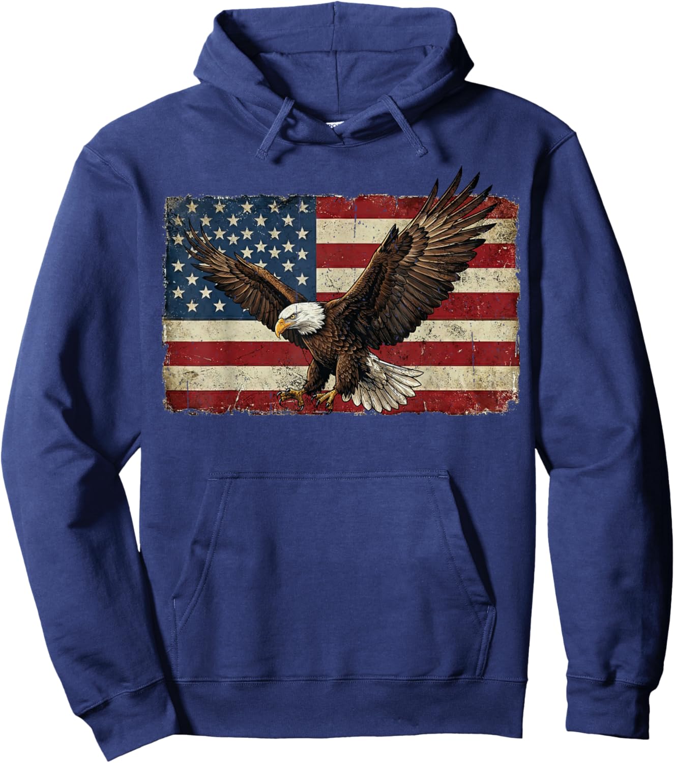 Eagle & Flag American Patriotic USA America 4th of July Hoodie - Hoodie | Navy