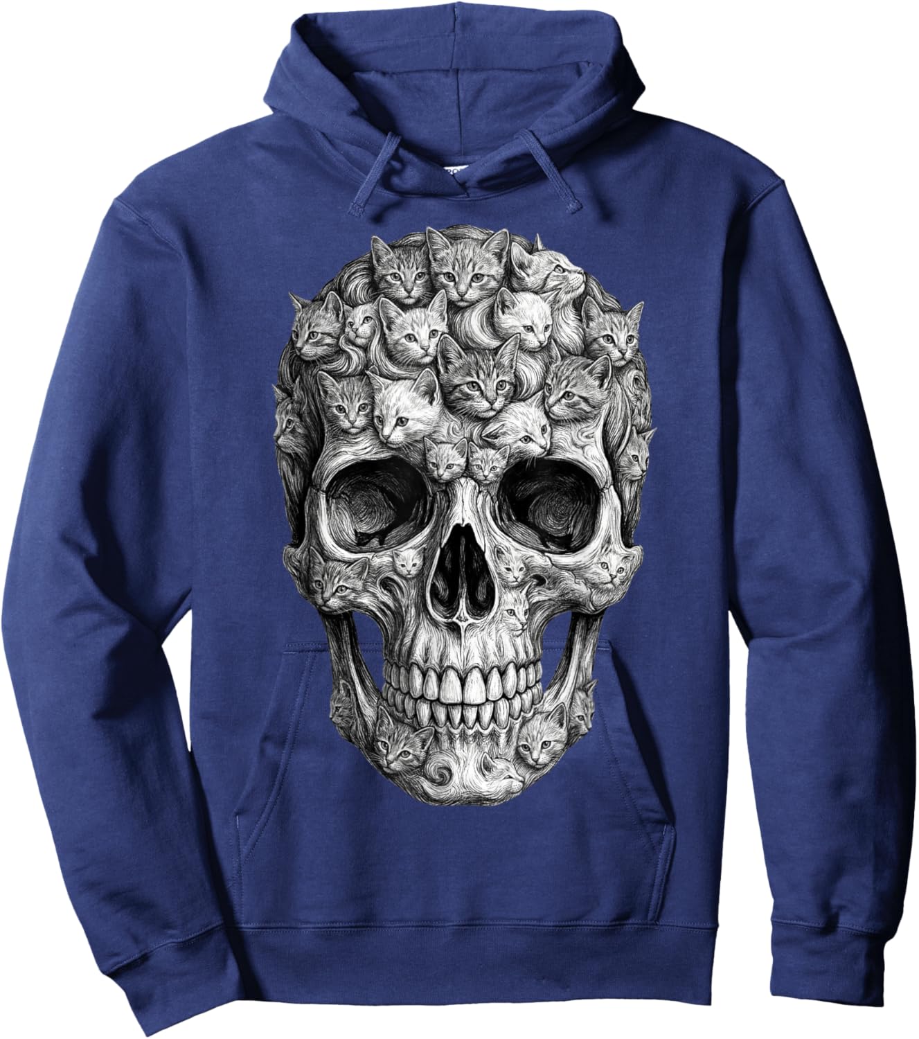 Skull But It's Cats Kitty Skeleton Halloween Cat Skull Hoodie - Hoodie | Navy