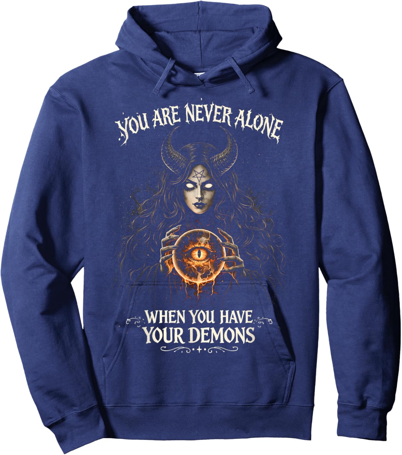 Satanic Gothic Demon with Dark Humor - Dark Fantasy Hoodie - Hoodie | Navy