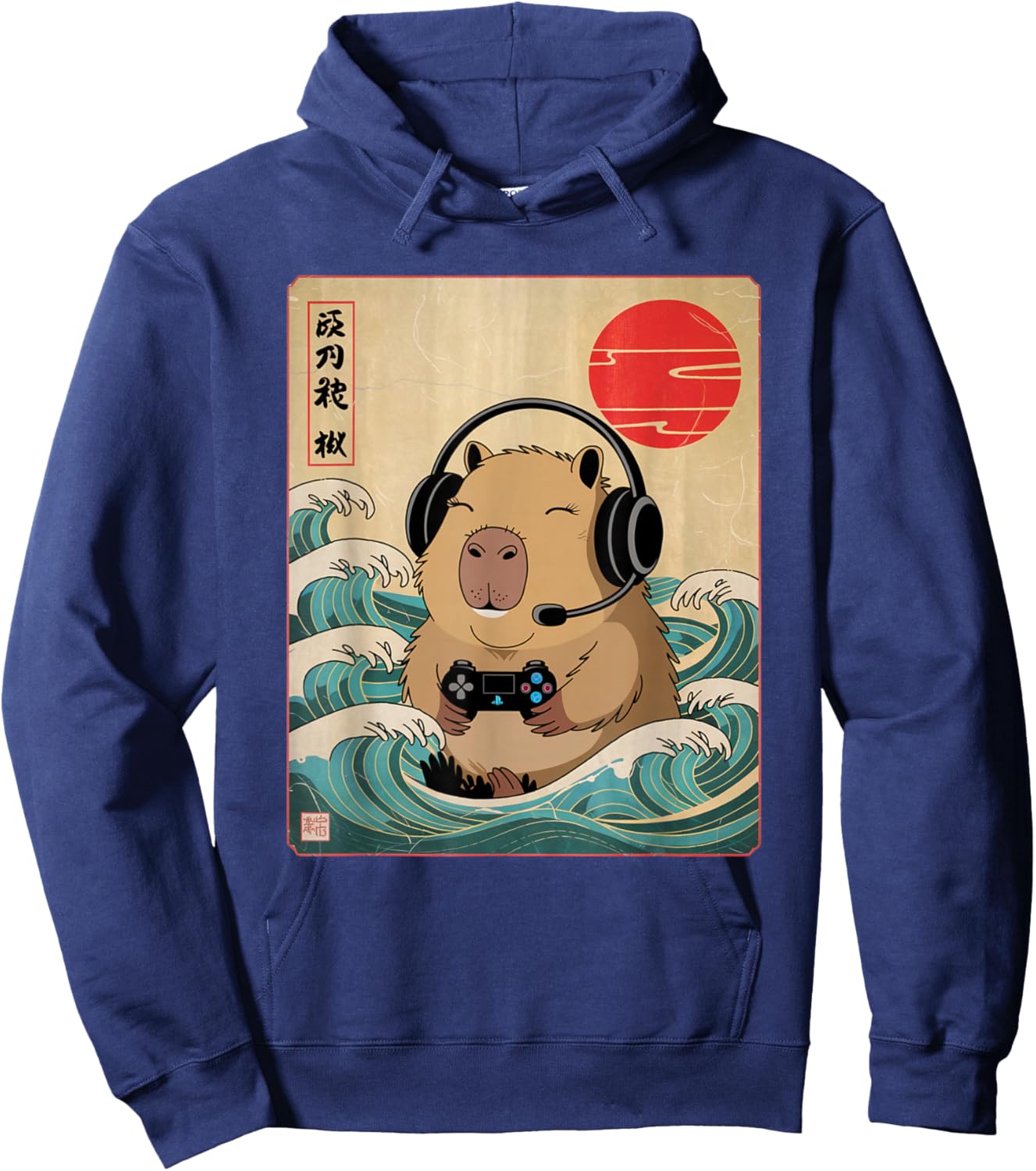 Anime Gamer Capybara Japanese Art Gaming Gifts Men Boys Teen Hoodie - Hoodie | Navy