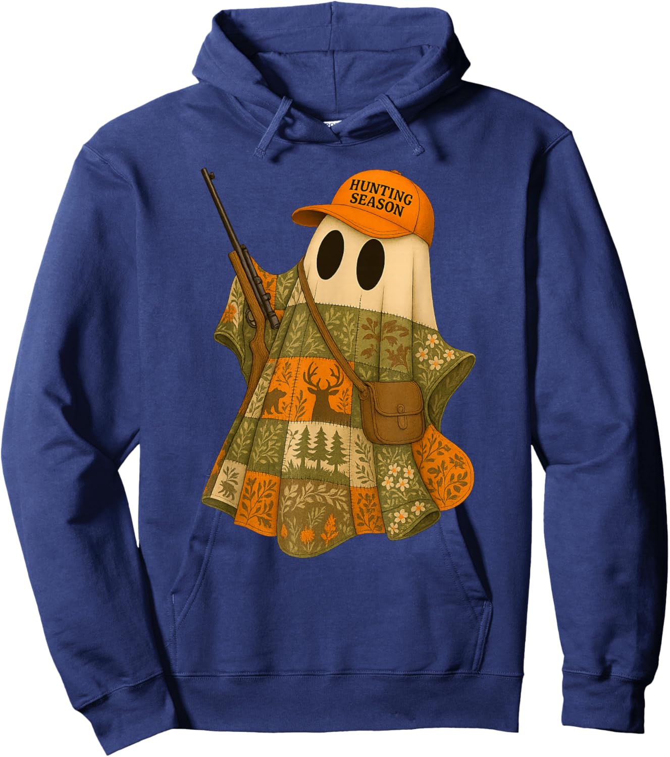 Hunting Season Camo Hunting Ghost Patchwork Hoodie - Hoodie | Navy