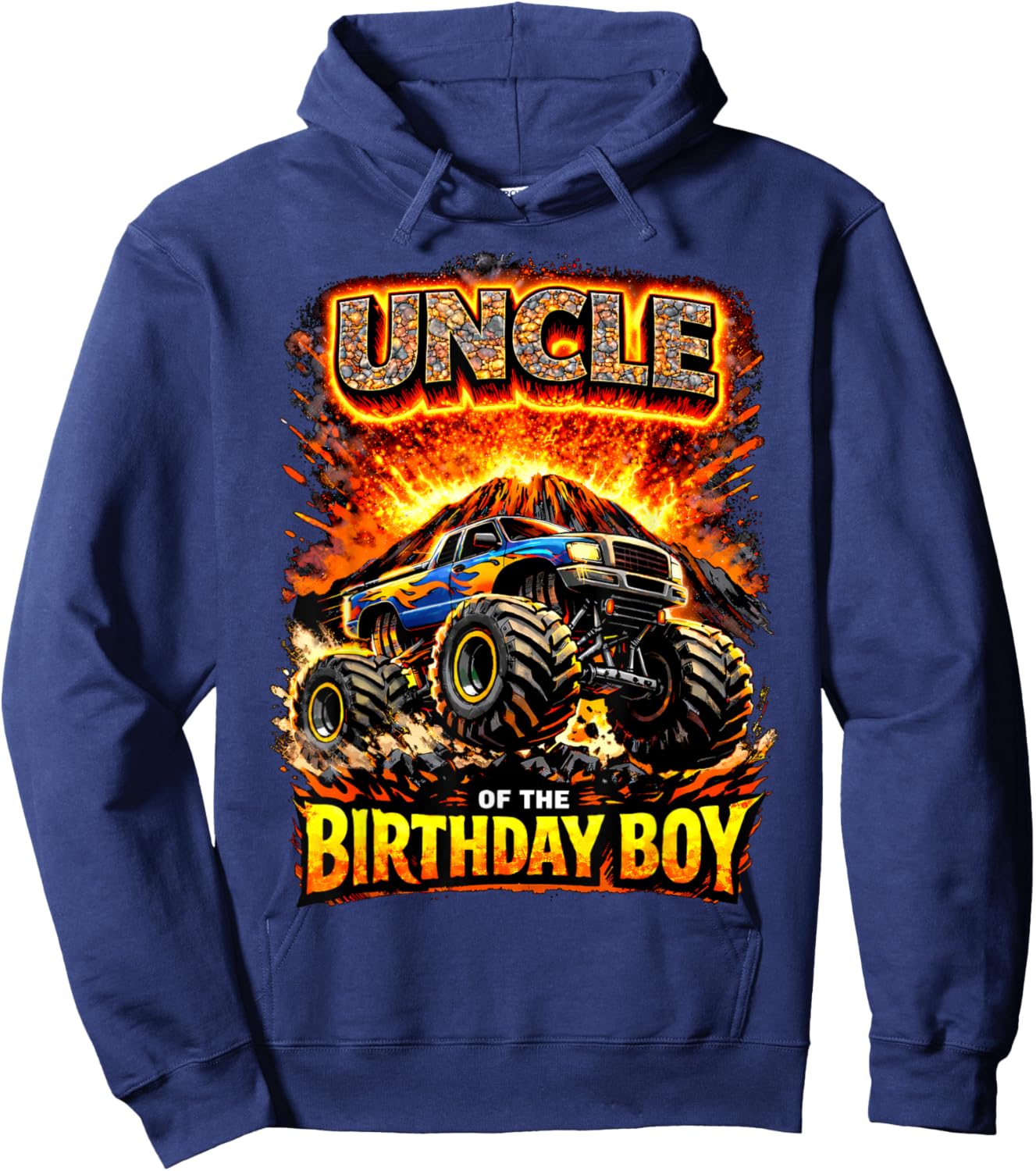 Uncle of The Birthday Boy Monster Truck Birthday Party Hoodie - Hoodie | Navy