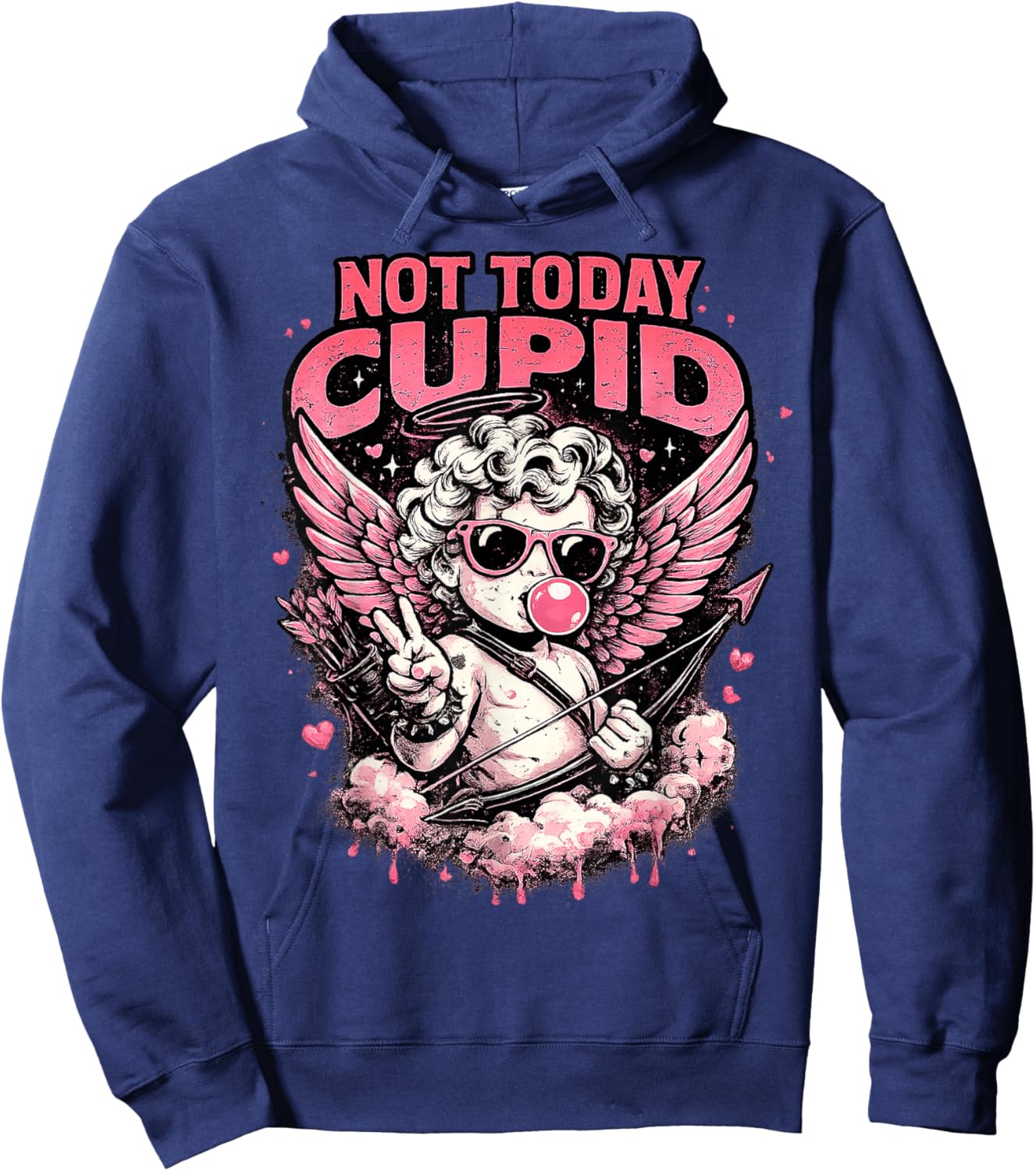 Not Today Cupid Funny Anti Valentine Graphic Gifts Men Women Hoodie - Hoodie | Navy