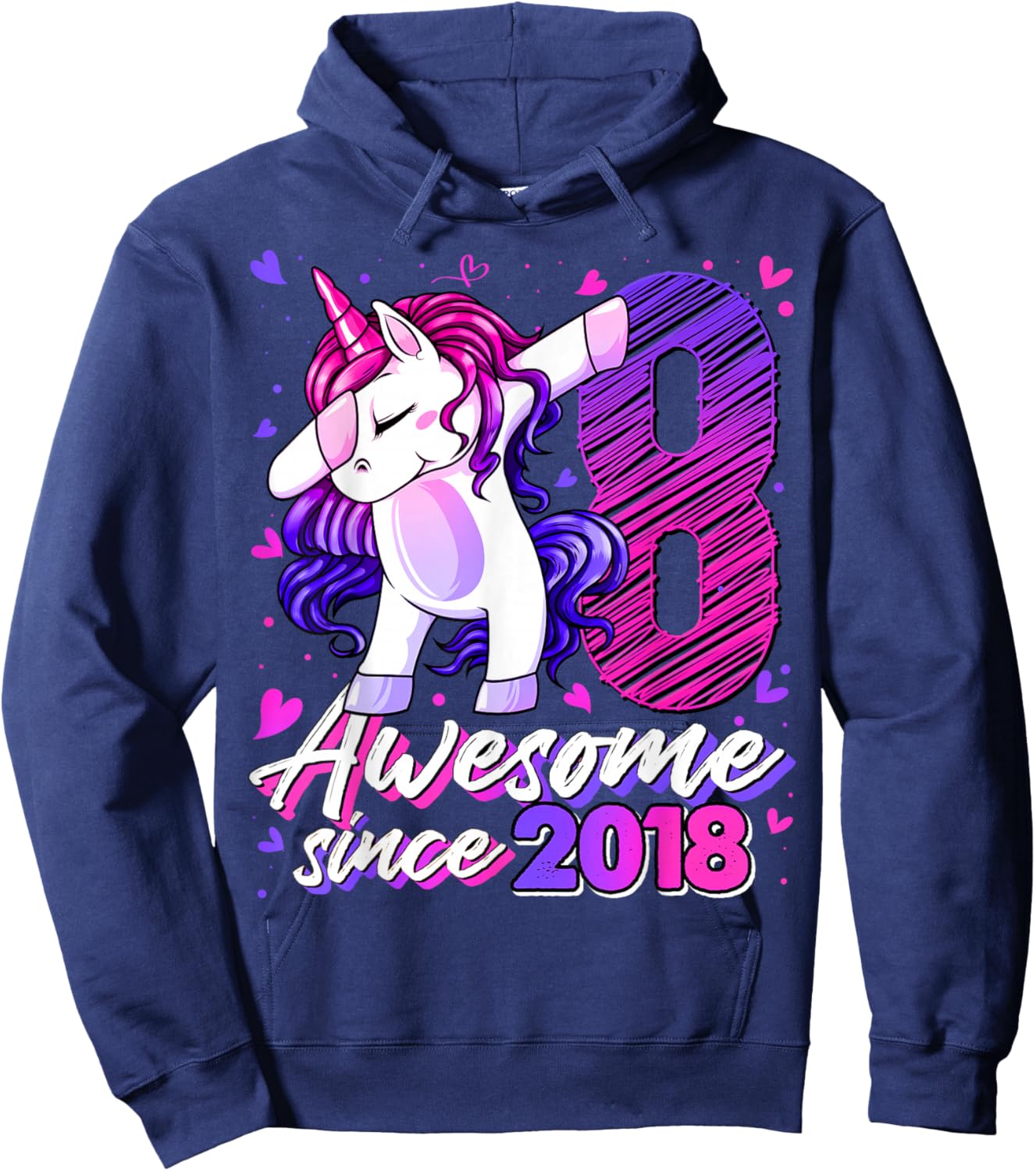 8th Birthday Shirt Girl 8 Year Old Gifts 8 Birthday Girl Hoodie - Hoodie | Navy