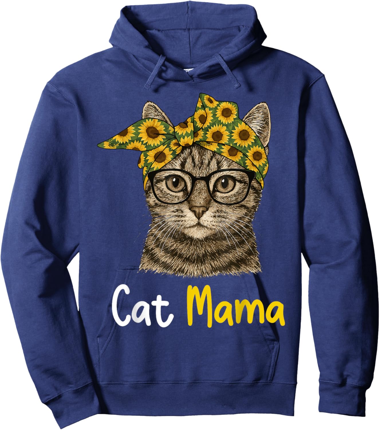 Funny Cat Mama Bow Sunflowers for cat Lovers Hoodie - Hoodie | Navy