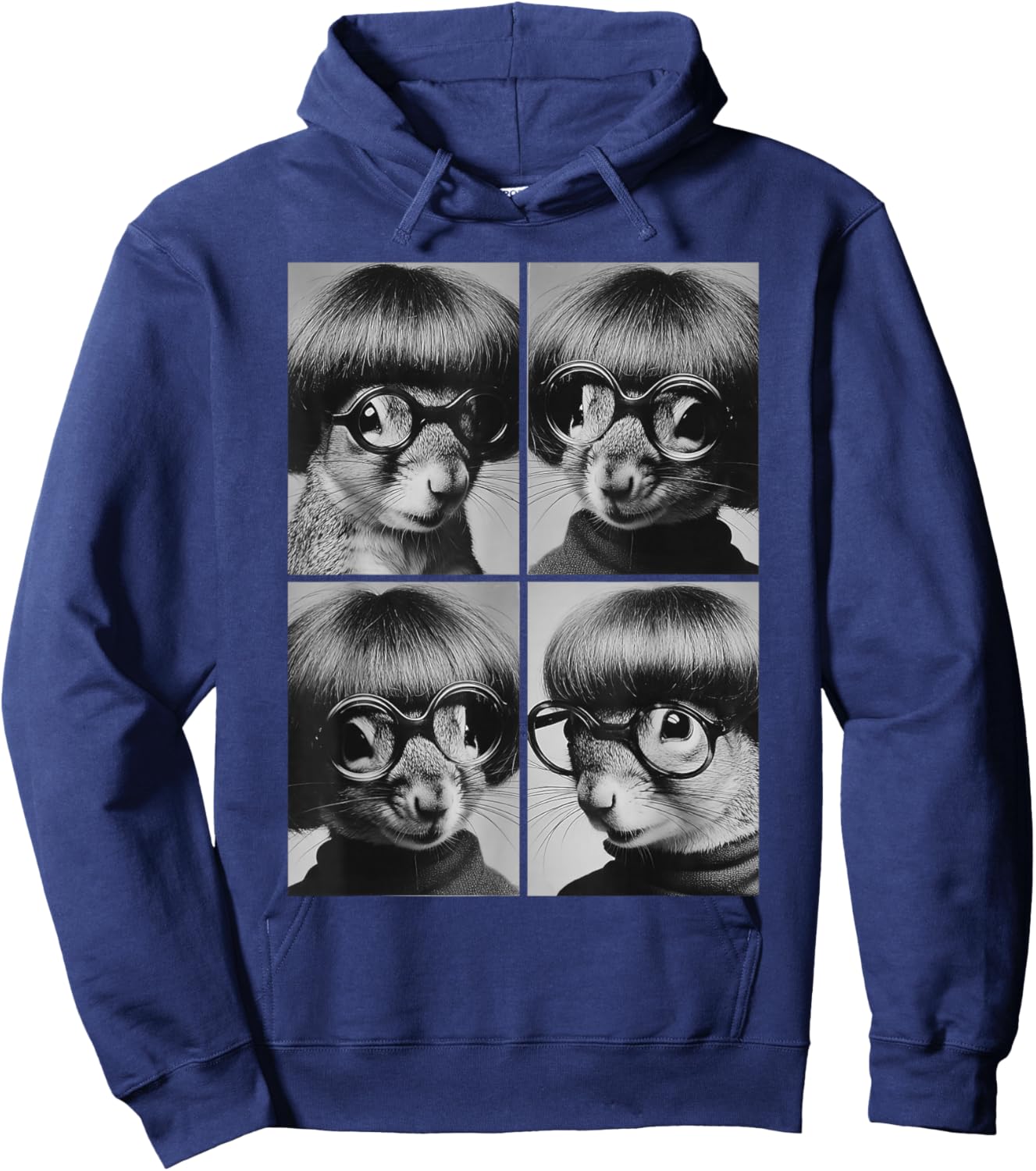Squirrels with Sunglasses Forest Animals Meme Bob Haircut Hoodie - Hoodie | Navy