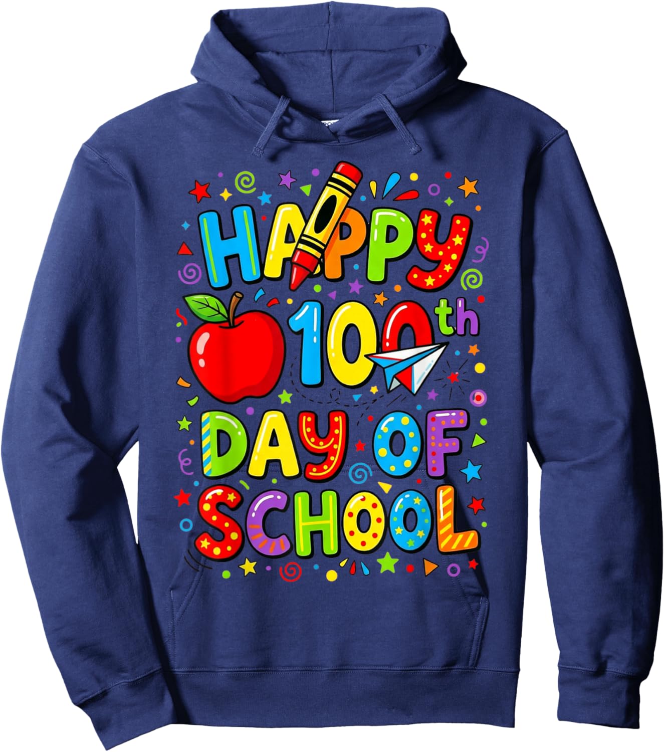 Happy 100th Day of School Cute for Kids Students Teachers Hoodie - Hoodie | Navy
