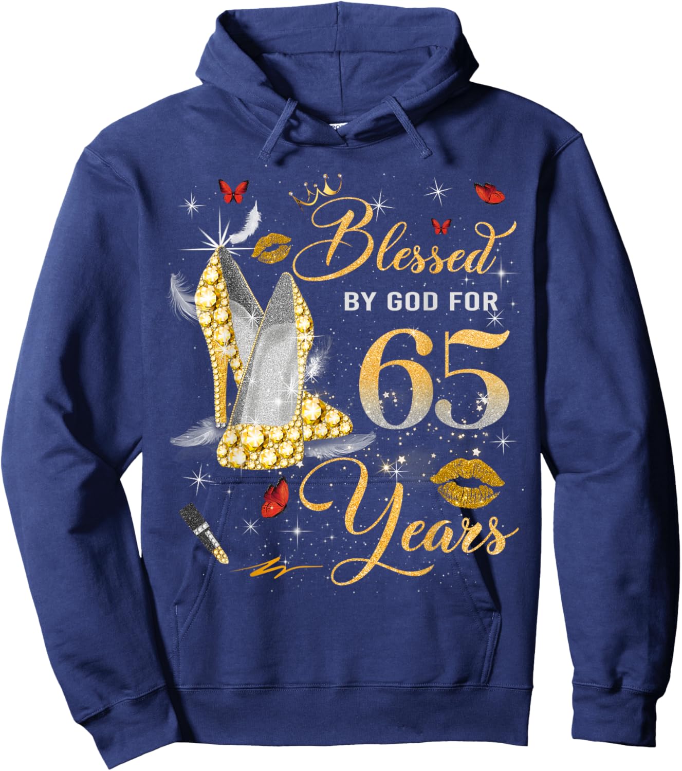 Blessed by God for 65 Years Old Women 65th Birthday Queen Hoodie - Hoodie | Navy