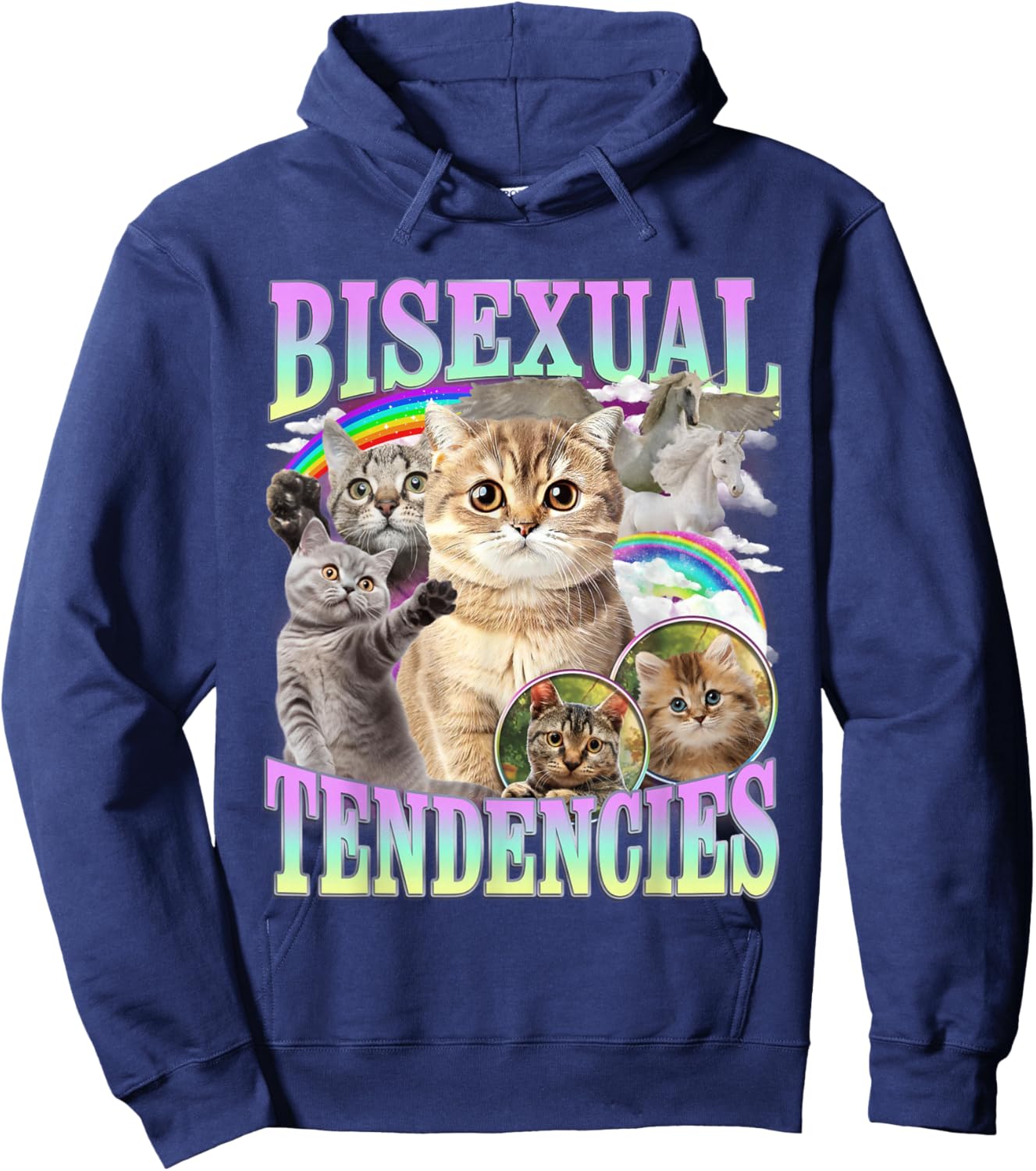 Bisexual Tendencies Funny Cat Meme Inappropriate LGBTQ Hoodie - Hoodie | Navy
