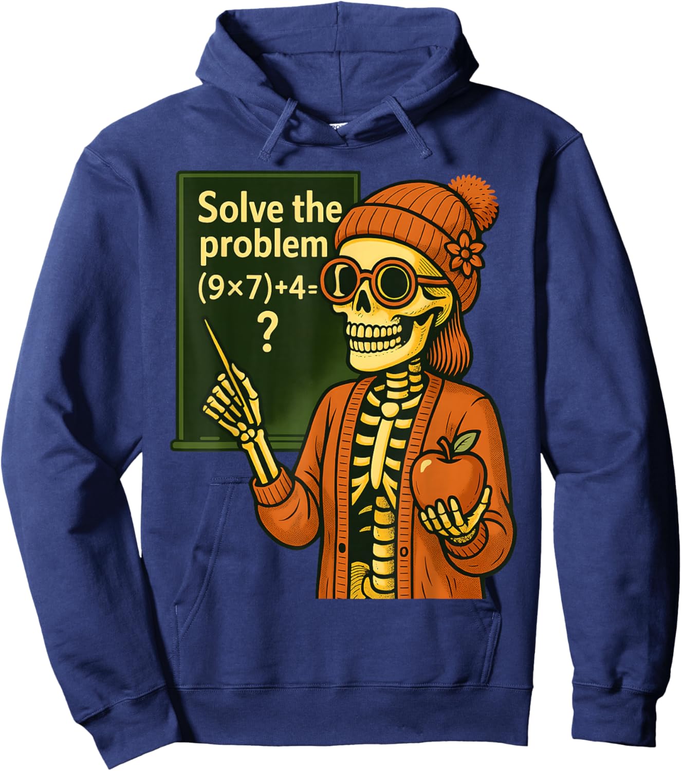 HUGvyn Halloween Skeleton Six Seven 67 Meme PEMDAS Teacher Hoodie - Hoodie | Navy
