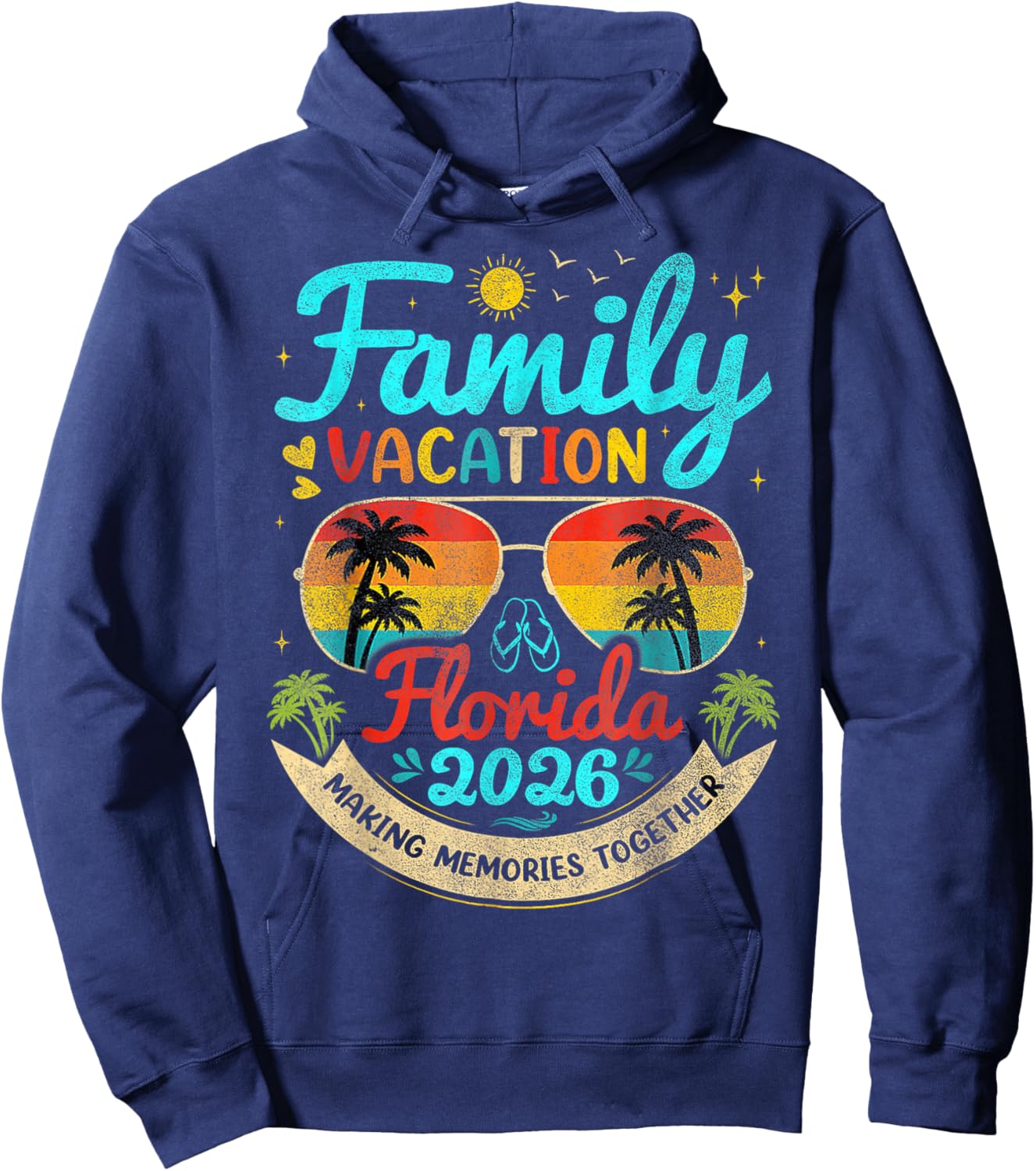 Vintage Family Vacation Florida 2026 Florida Group Hoodie - Hoodie | Navy