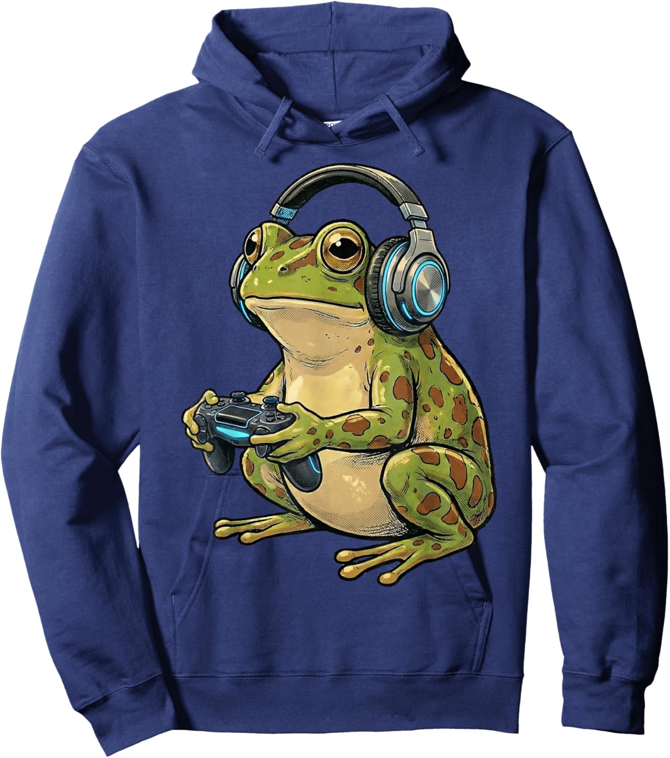 Funny Graphic Gamer Frog Video Games Gaming Frog Animals Hoodie - Hoodie | Navy