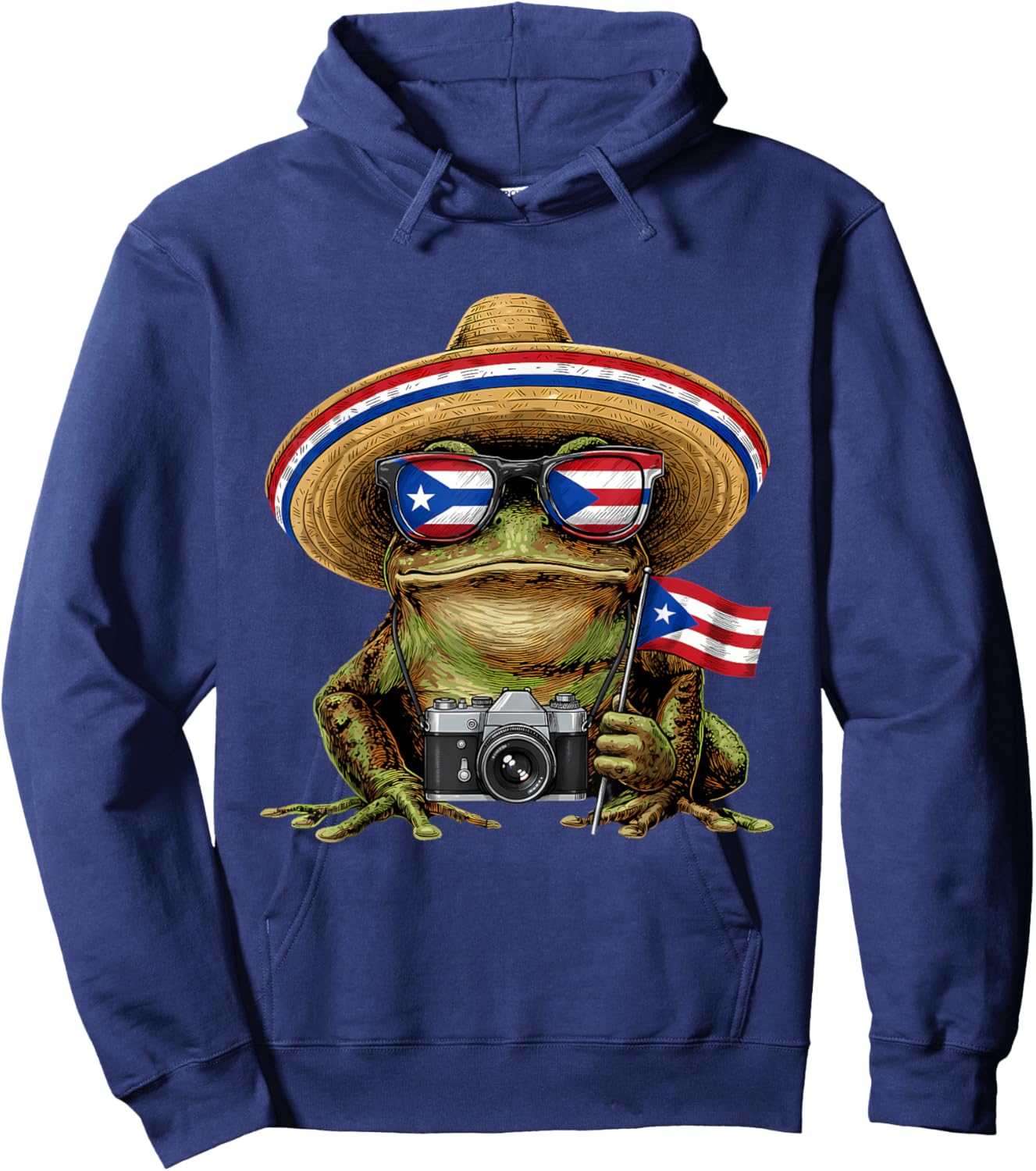 Coqui Frog Puerto Rico Flag Puerto Rican Taino Boricua Hoodie - Hoodie | Navy