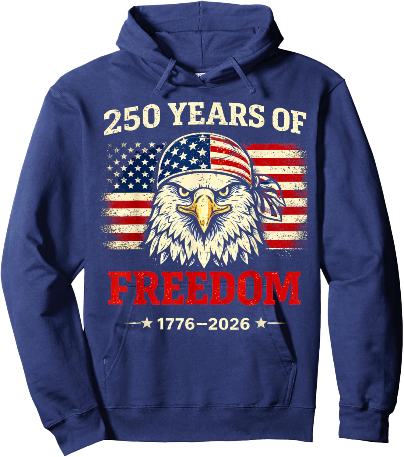Men Women 250 Years American 1776 2026 250th USA Birthday Hoodie - Hoodie | Navy