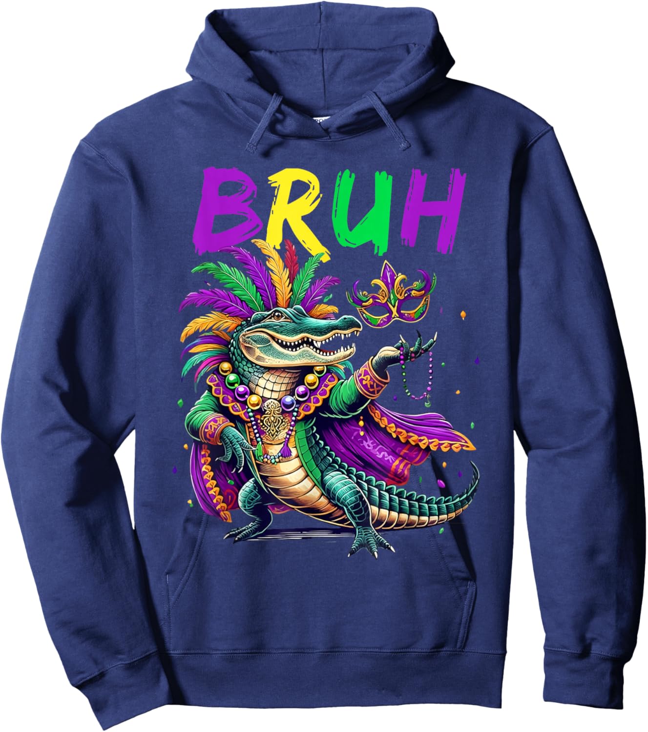 Mardigator Alligator Bruh Mardi Gras Costume Teens Boys Kids Hoodie - Hoodie | Navy