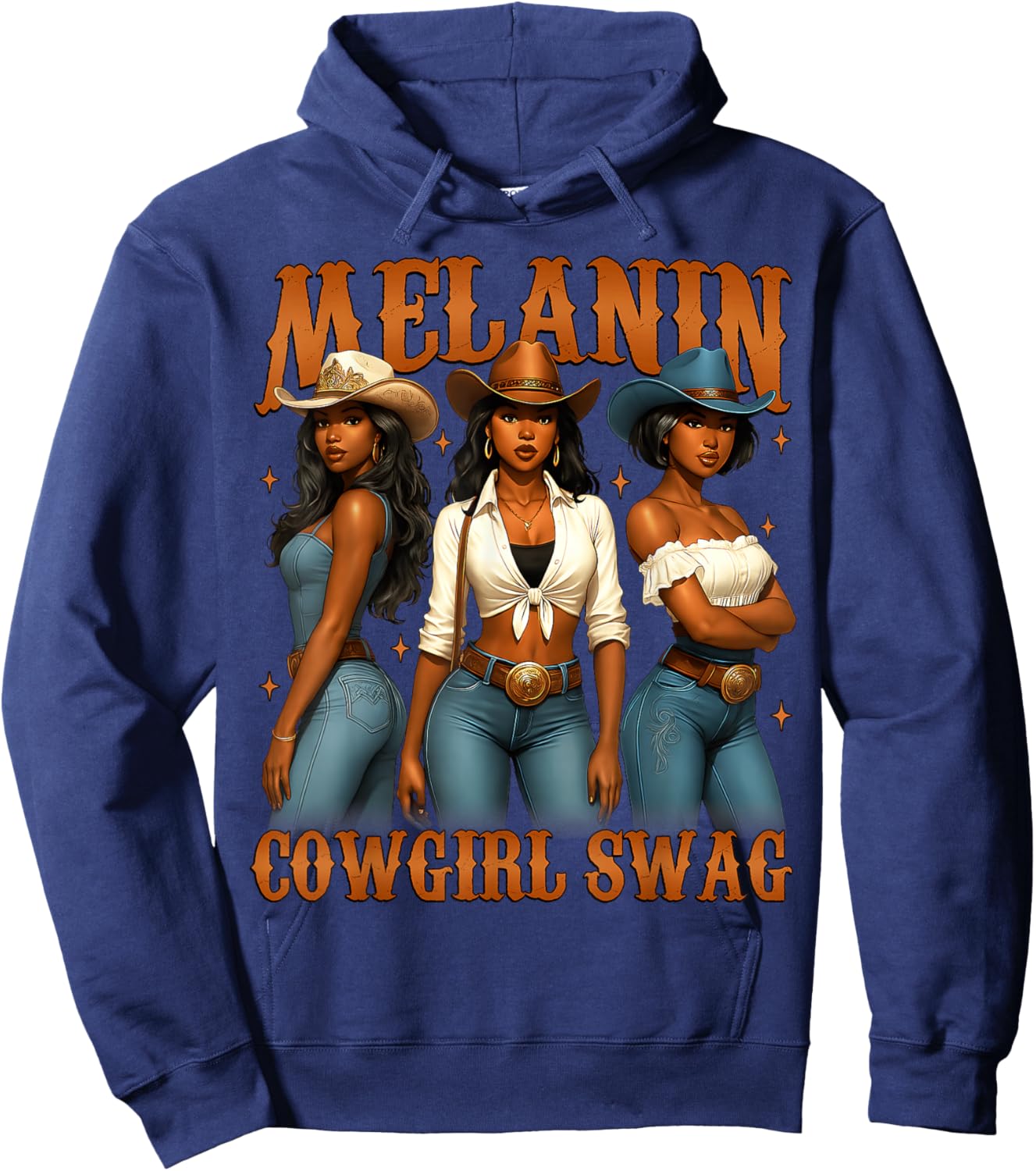 Melanin Cowgirls Swag Black History Month African Women Girl Hoodie - Hoodie | Navy