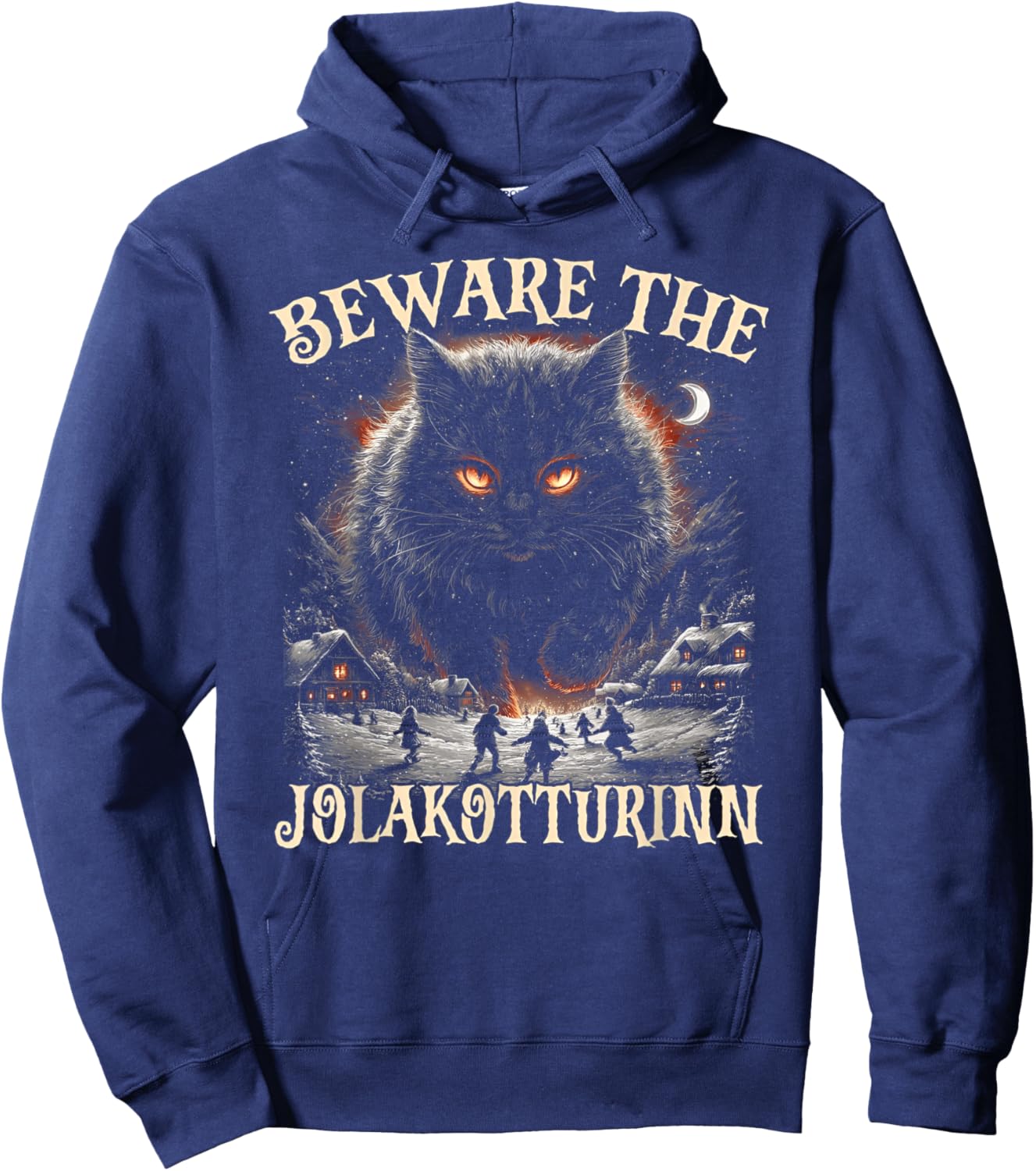 Beware The Jólakötturinn Funny Yule Cat Christmas Hoodie - Hoodie | Navy