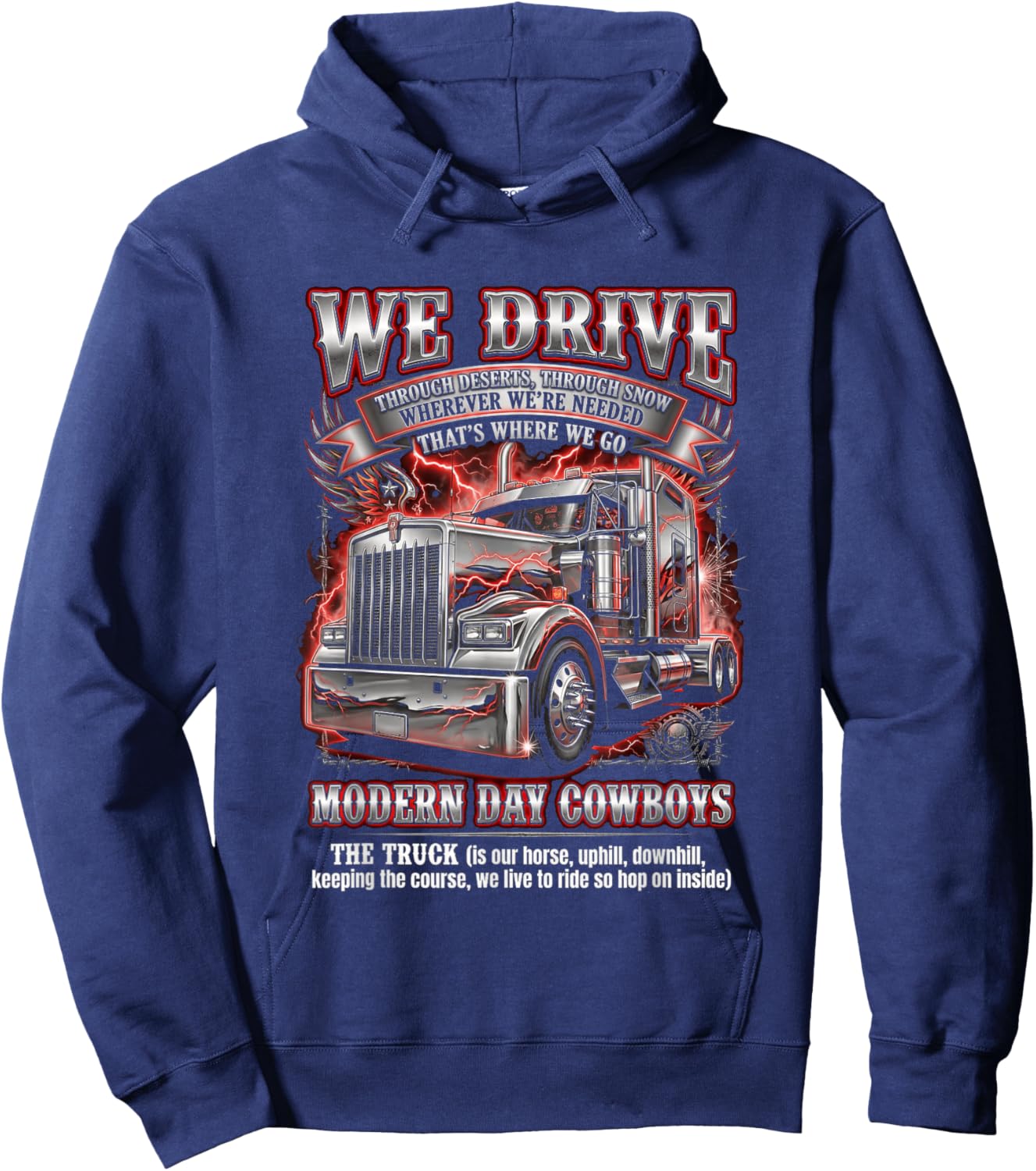 Big Rig Semi Truck Driver Hoodie - Hoodie | Navy