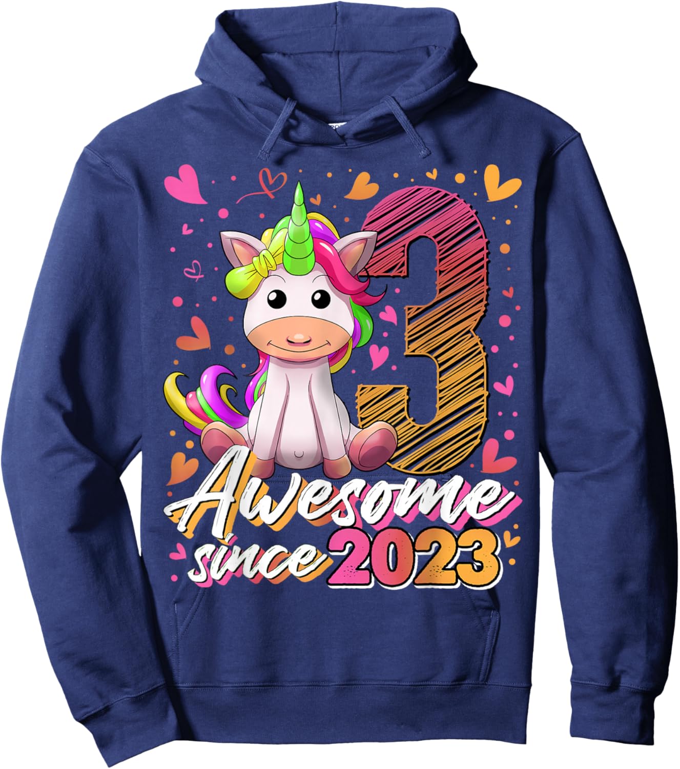 3rd Birthday Shirt Girl 3 Year Old Gifts 3 Birthday Girl Hoodie - Hoodie | Navy