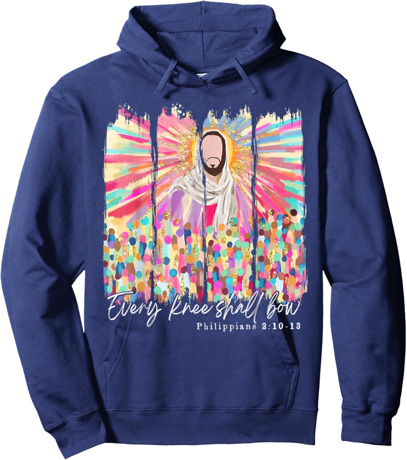 Every Knee Shall Bow Christian Jesus Bible Verse Easter Hoodie - Hoodie | Navy