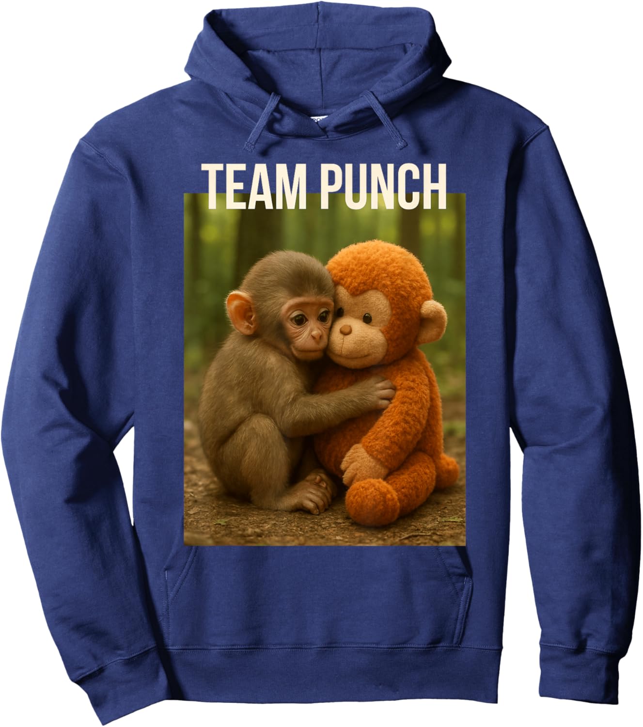 Cute Baby Monkey Punch Trendy Team Punch Zoo Design Hoodie - Hoodie | Navy