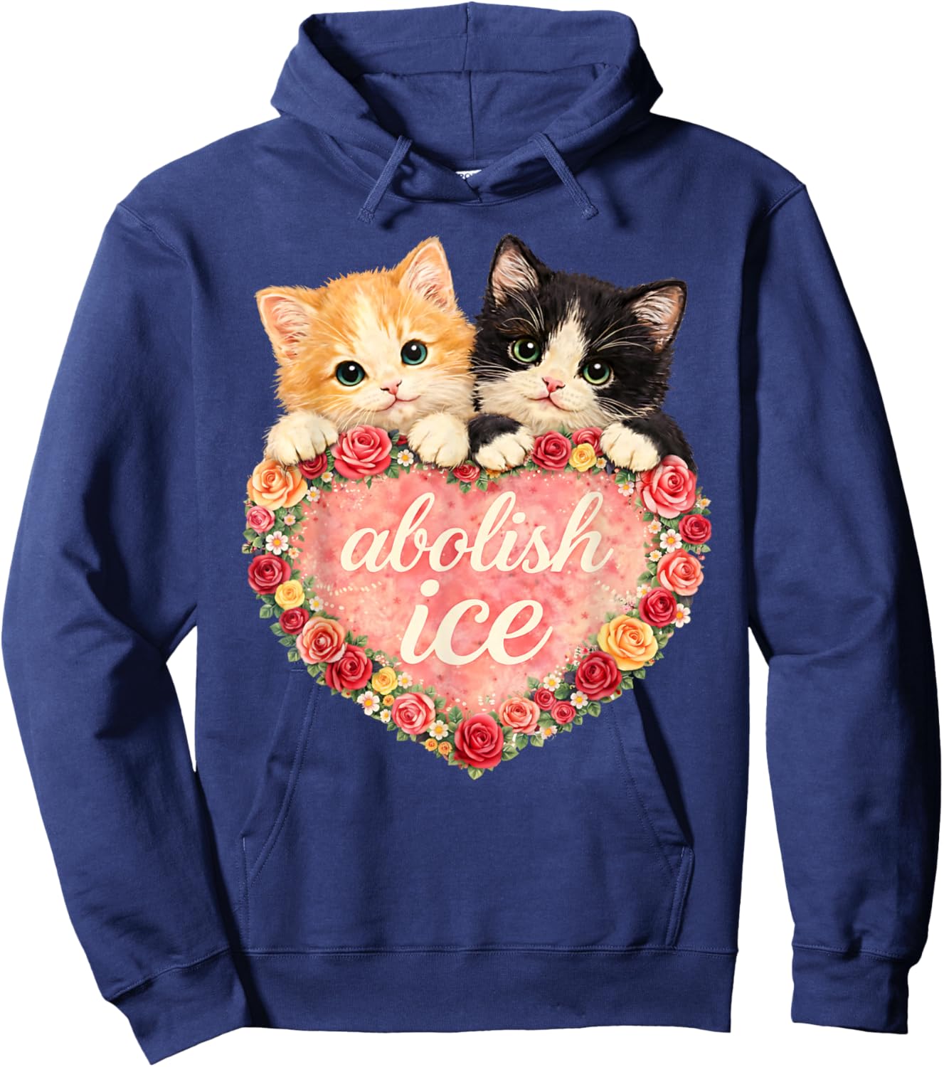 Abolish ICE Cute Cat Valentine Hoodie - Hoodie | Navy