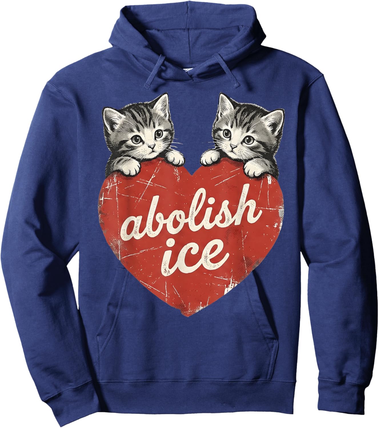 Cute Cat Valentine Abolish Ice Political Protest Hoodie - Hoodie | Navy