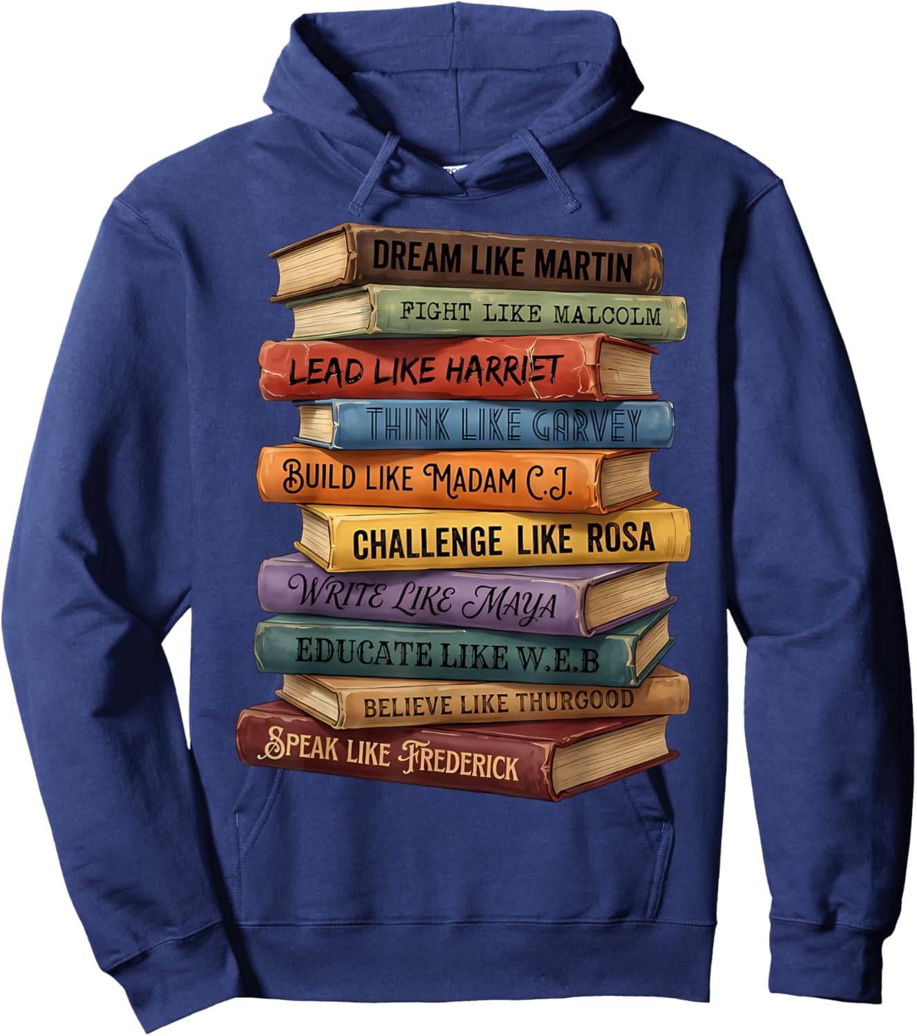 Black History Book Stack Leaders African American Pride Hoodie - Hoodie | Navy