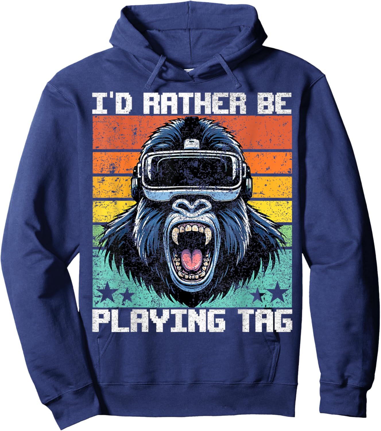 Bruh I'd Rather Be Playing Boys Adult Man Birthday Gorilla Hoodie - Hoodie | Navy