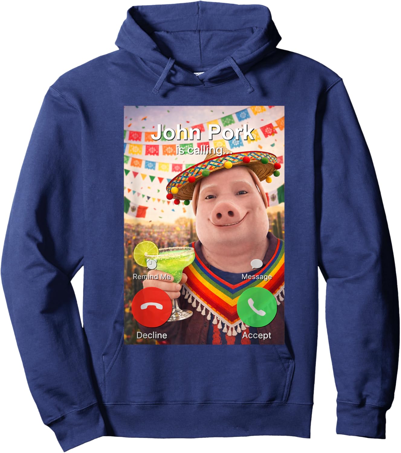 Funny Cinco De Mayo John Pork is Calling Brainrot Meme Hoodie - Hoodie | Navy