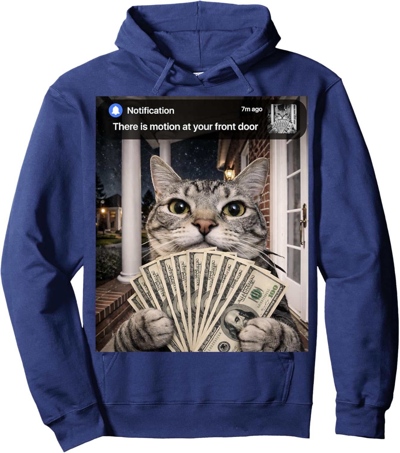 There is Motion at Your Front Door Funny Cat Motion Meme Hoodie - Hoodie | Navy