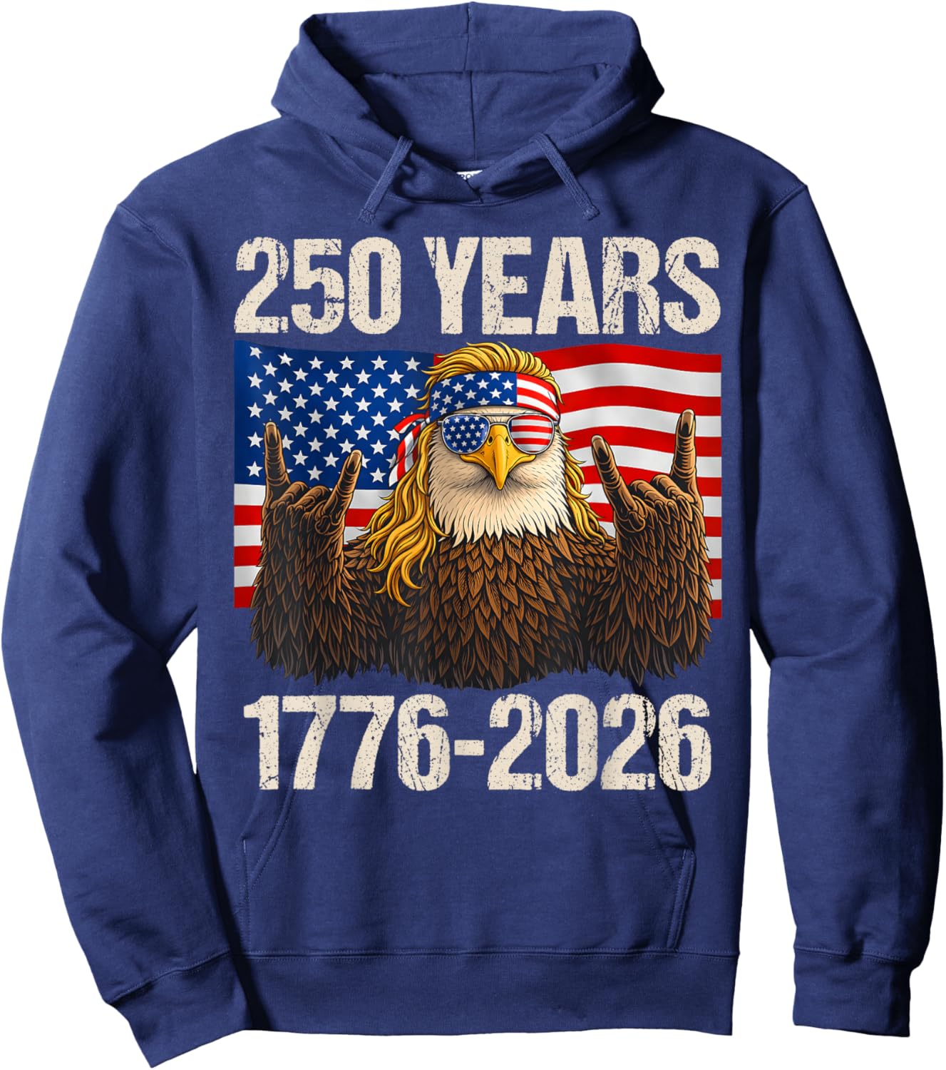 250 Years Eagle American Flag 1776-2026 4th of July Hoodie - Hoodie | Navy