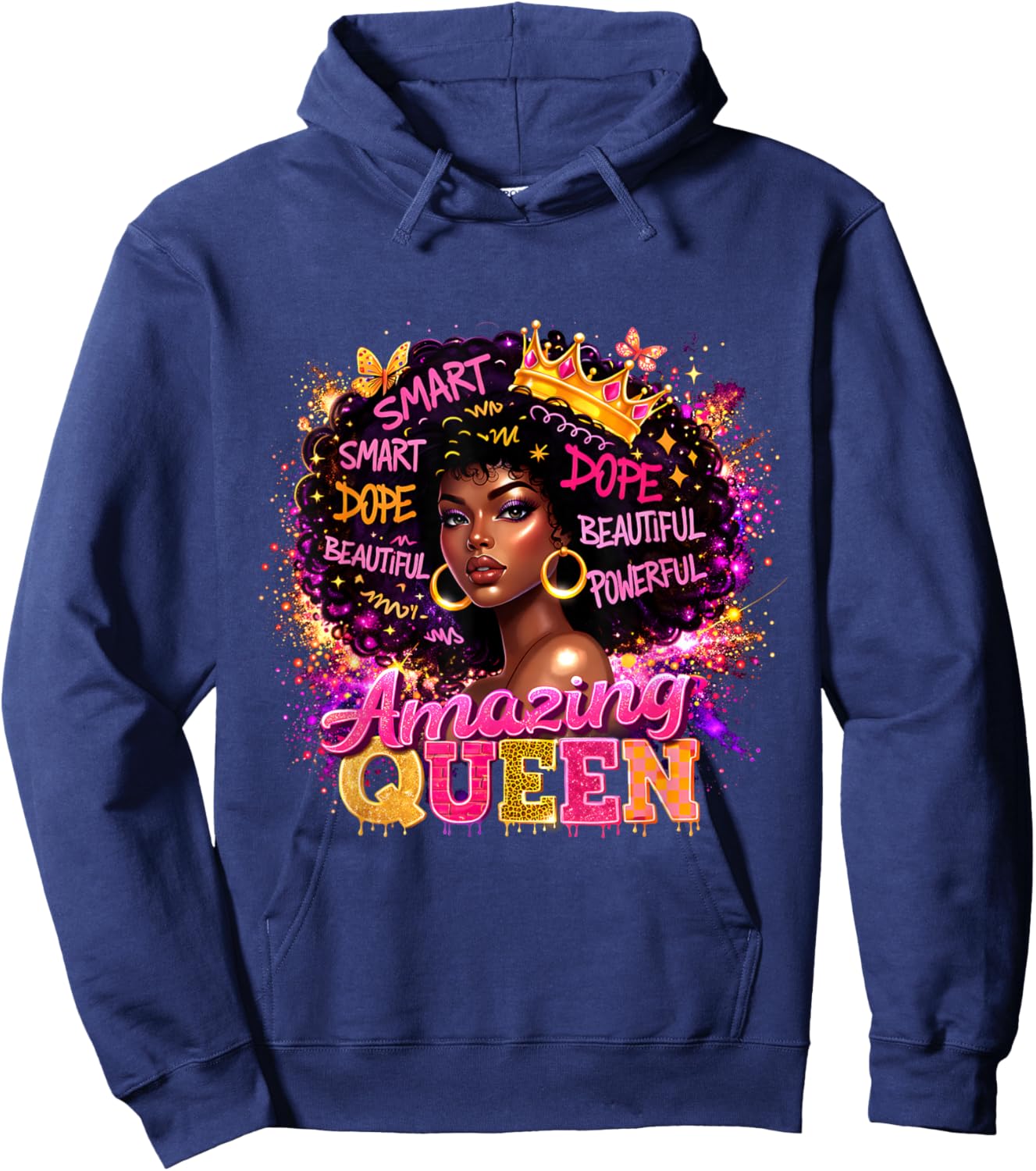 Afro Girl Black Women African Melanin Dope Queen Hoodie - Hoodie | Navy