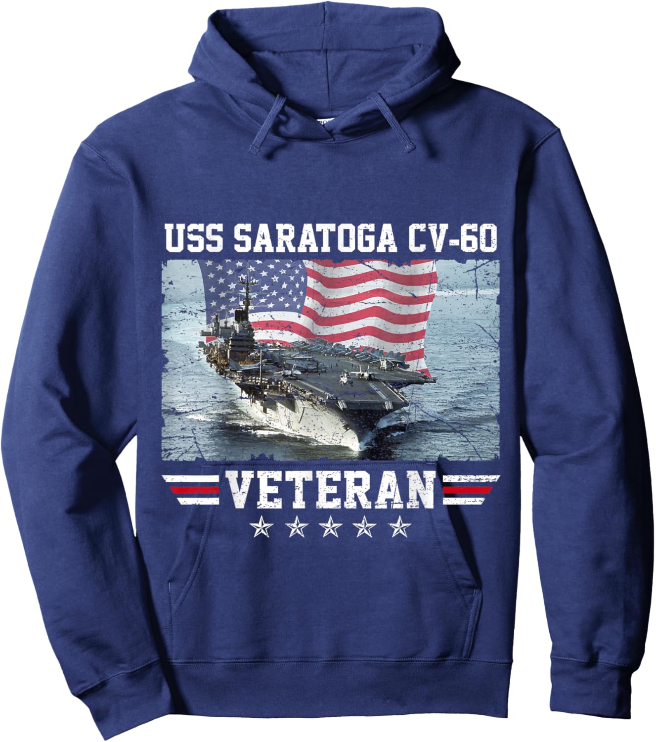 Proud USS Saratoga CV-60 Veteran Flag USA Aircraft Carrier Hoodie - Hoodie | Navy