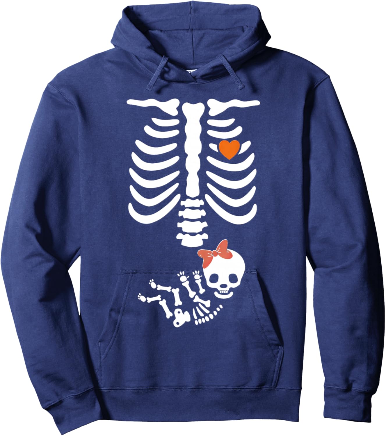 Maternity Skeleton Baby Girl Halloween Costume Hoodie - Hoodie | Navy
