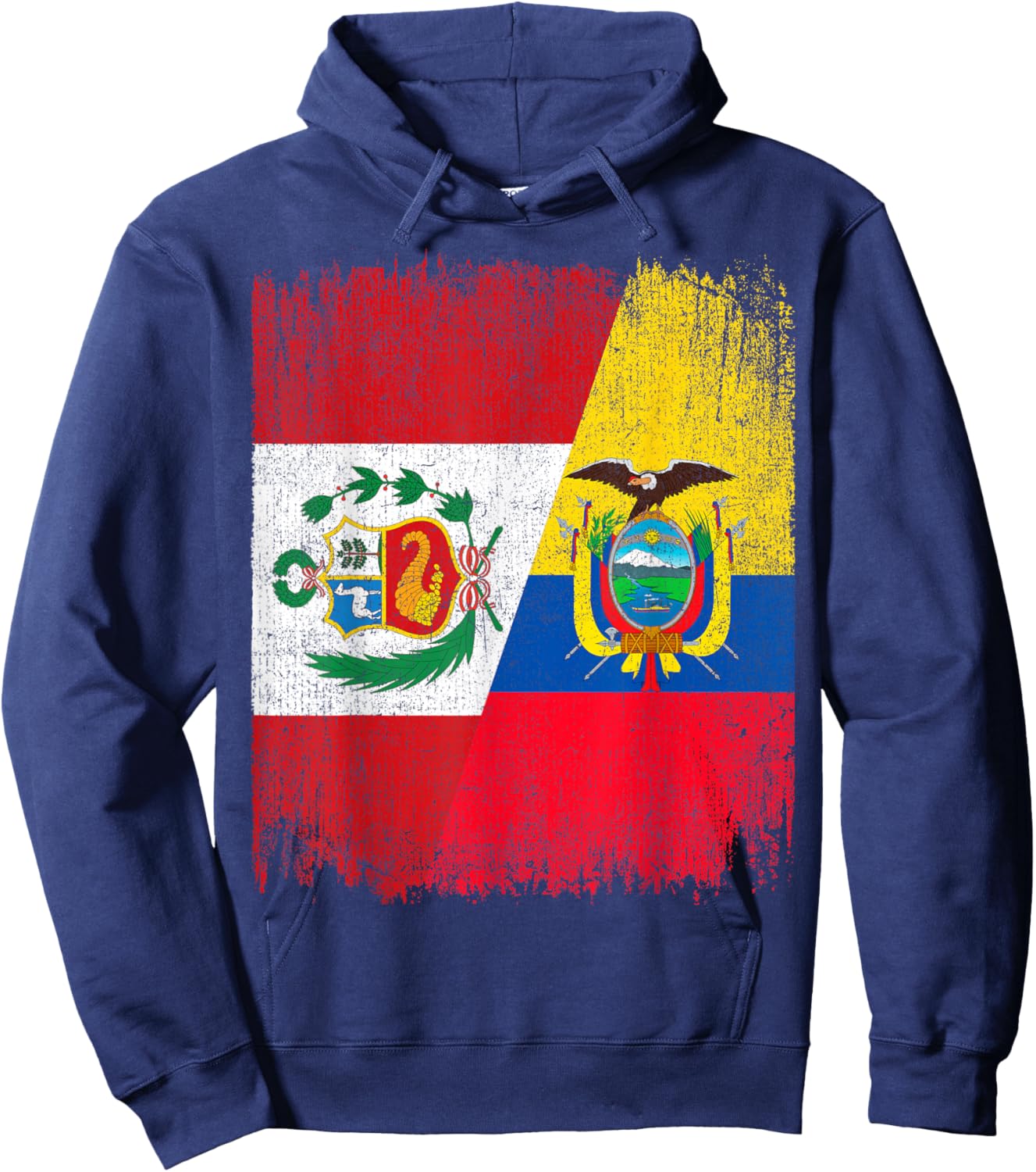 Half Ecuador Peru Split Flag Ecuadorian Peruvian Pride Roots Hoodie - Hoodie | Navy