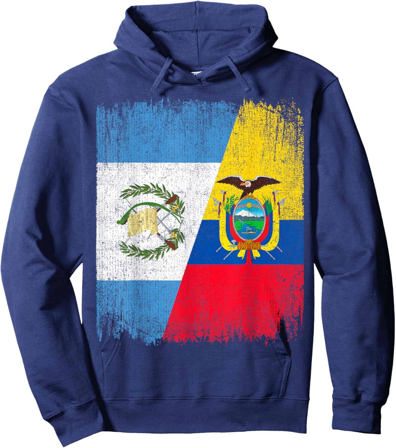 Half Guatemala Ecuador Split Flag Guatemalan Pride Roots Hoodie - Hoodie | Navy