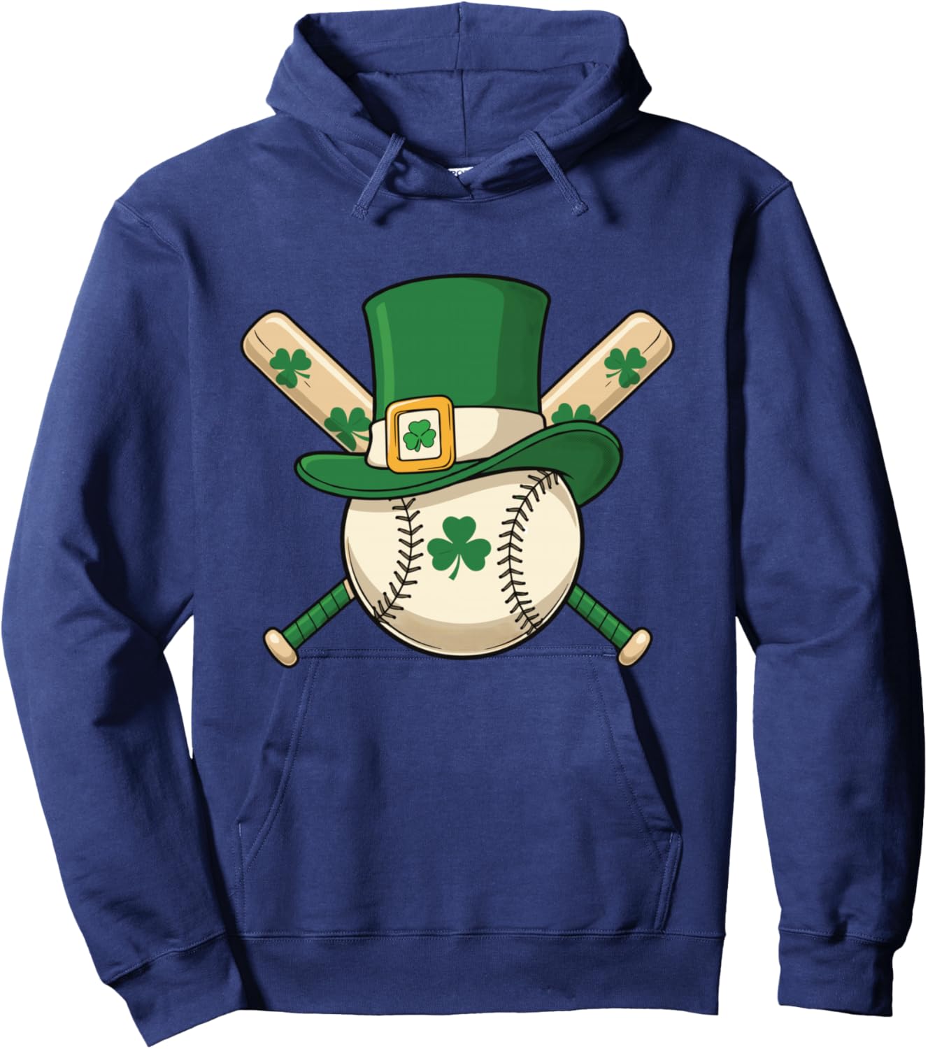 St Patricks Day Baseball Leprechaun Hat Shamrock Clover Hoodie - Hoodie | Navy