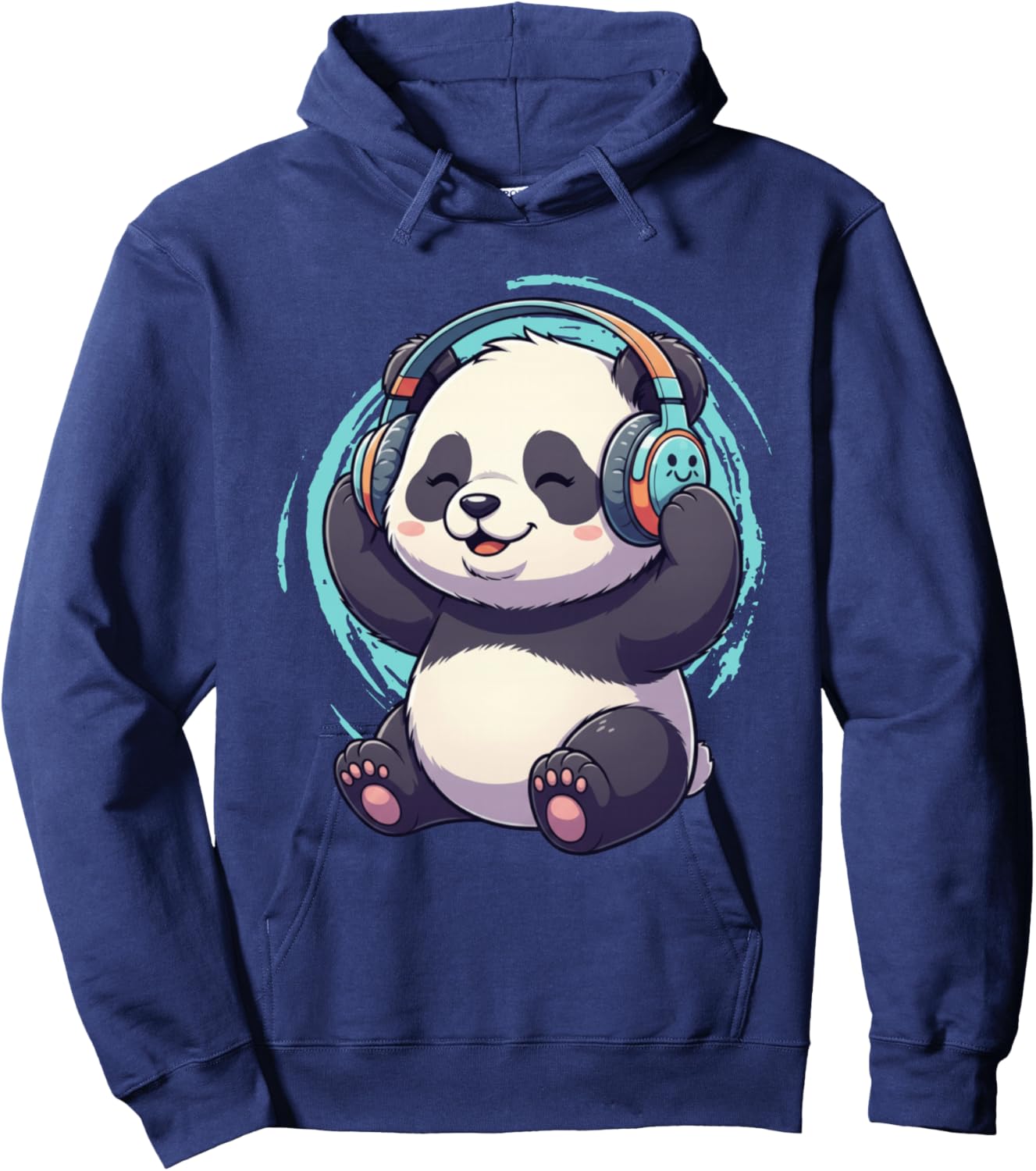 Cute Dj Panda With Headphones Kawaii Hoodie - Hoodie | Navy