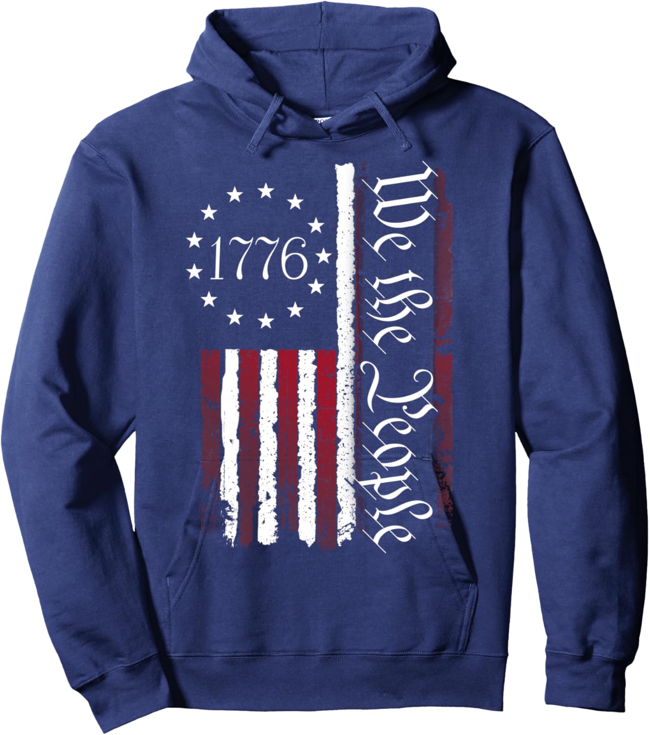 1776 Betsy Ross Flag 13-Star Ring Vintage USA Flag Hoodie - Hoodie | Navy