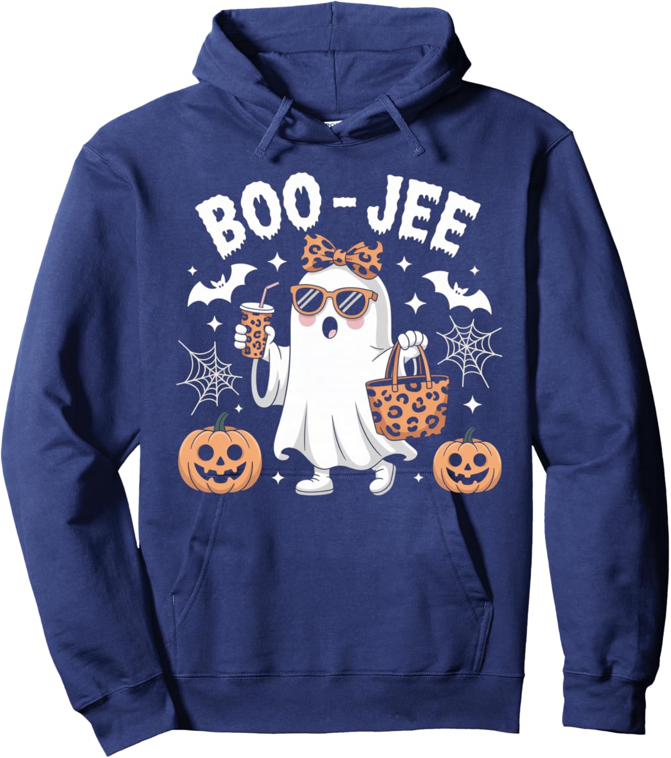 Boo JEE Ghost Halloween Spooky Vibes Boujee Boo Jee Ghost Hoodie - Hoodie | Navy
