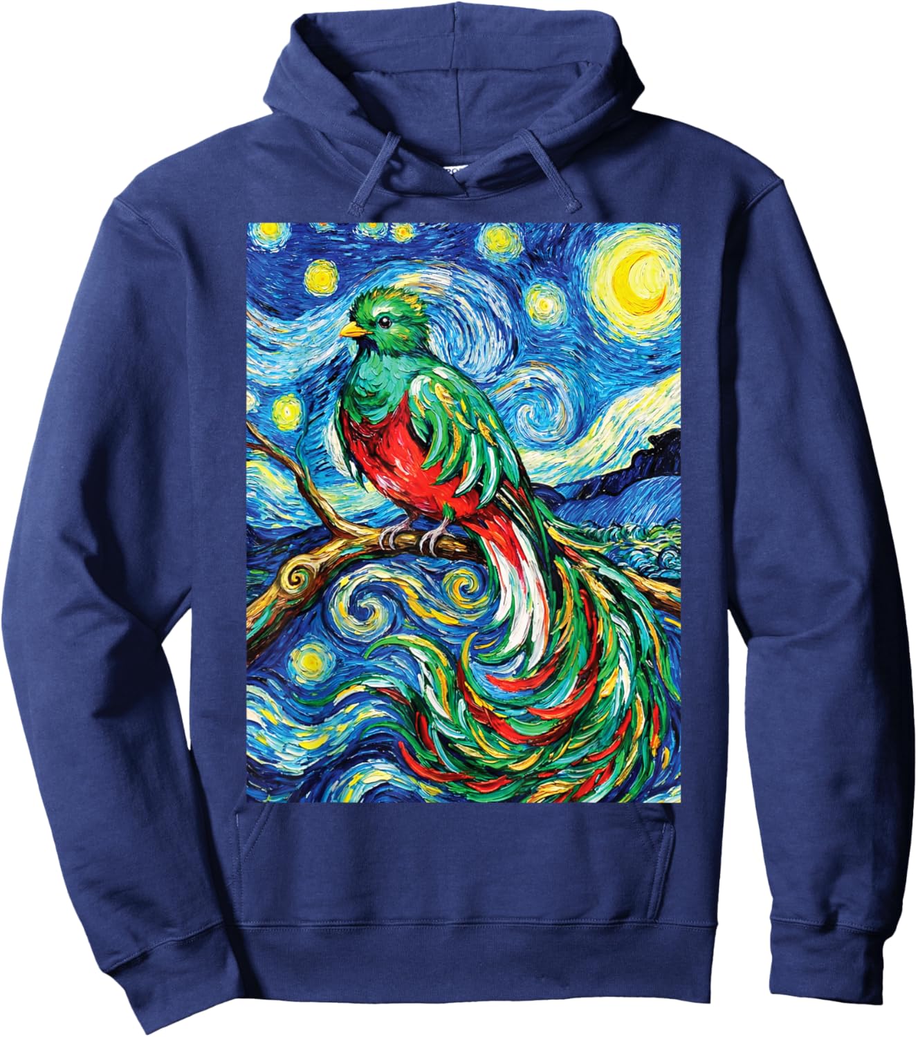 Quetzal Starry Night Van Gogh Style Guatemala Hoodie - Hoodie | Navy