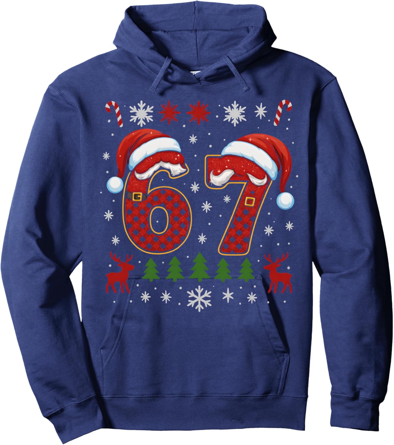 HUGvyn Funny 67 Six Seven Squad Meme Christmas Ugly Sweater Hoodie - Hoodie | Navy