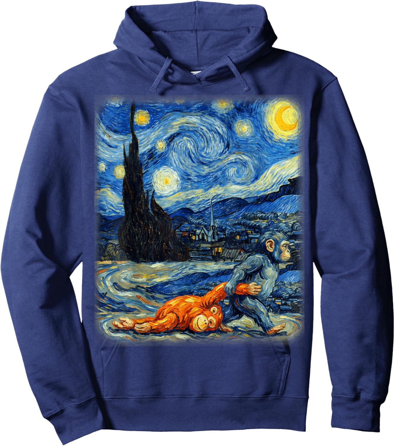 Punch-kun Panchi Kun Viral Video Star Van Gogh Monkey Punch Hoodie - Hoodie | Navy