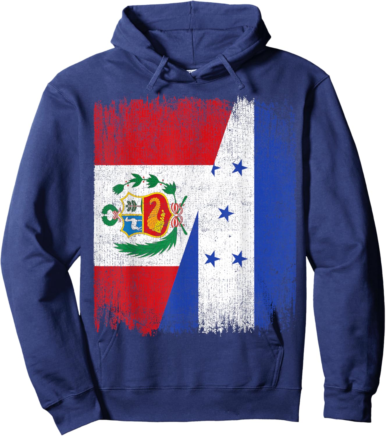 Half Honduras Peru Split Flag Honduran Peruvian Pride Roots Hoodie - Hoodie | Navy