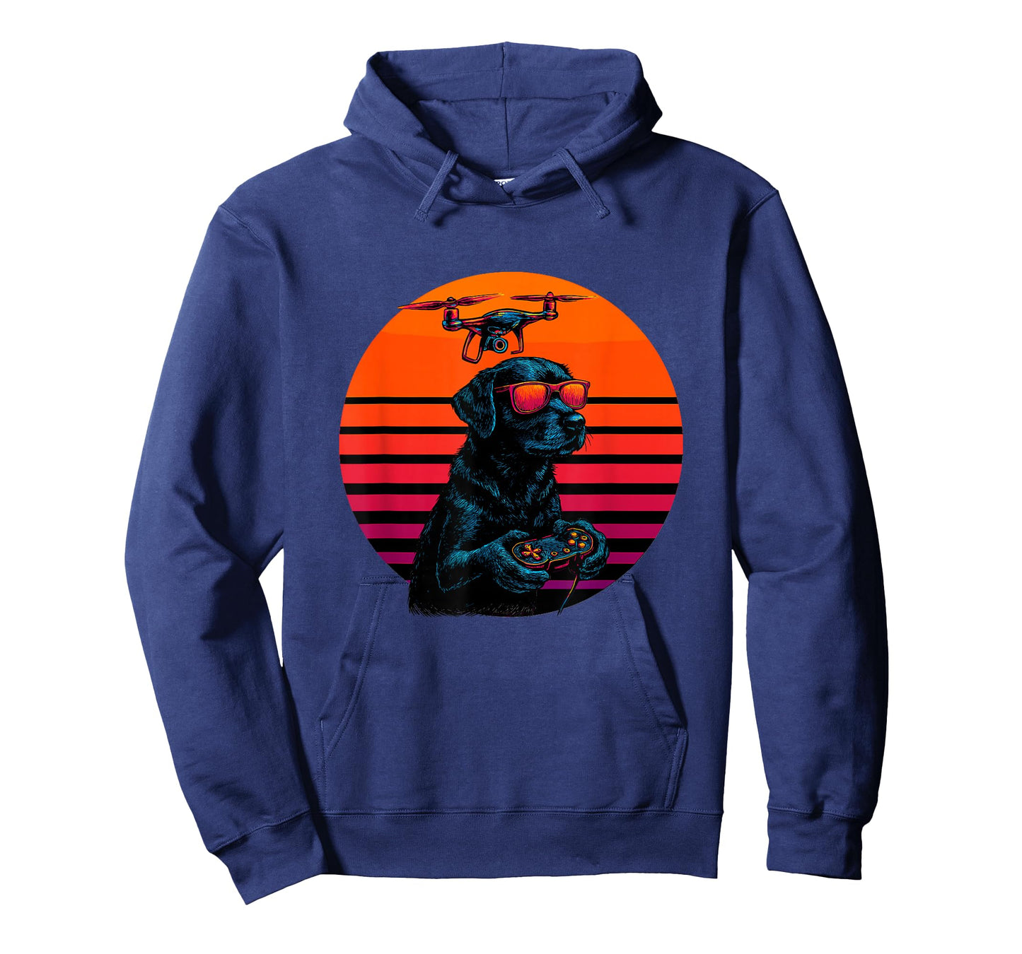 Retro Dog with Drone Flying Technology Pilot T-Shirt