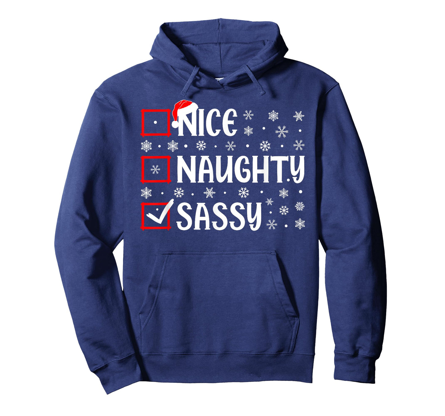 Nice Naughty Sassy Christmas List Xmas Santa T-Shirt