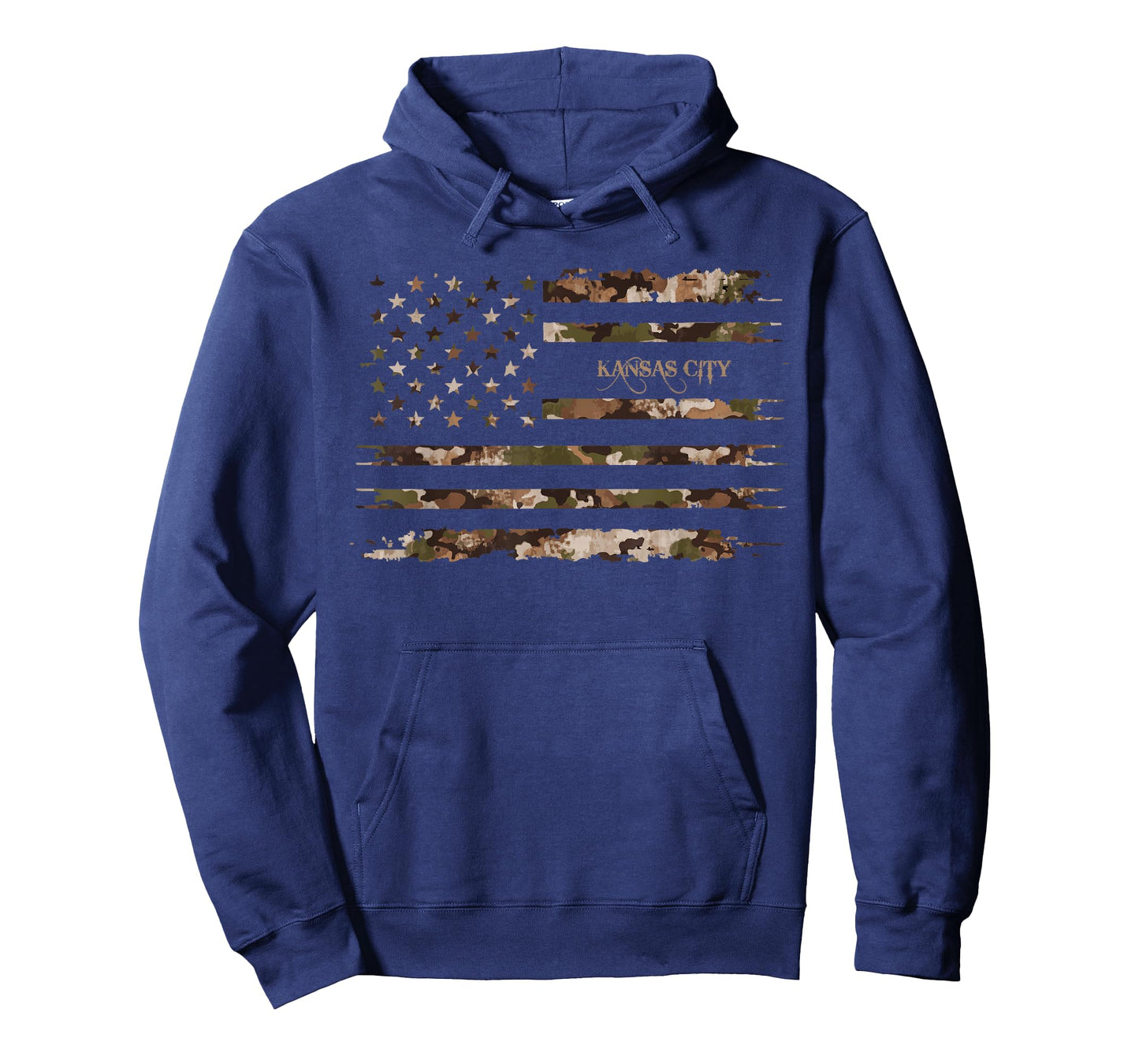 Kansas City BBQ City Missouri Camo Distressed American Flag T-Shirt