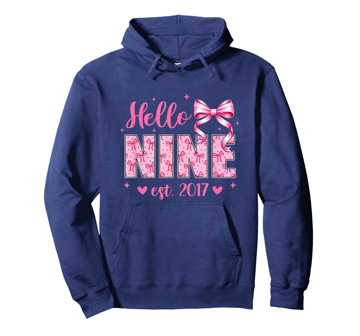 Hello Nine Est 2017 Coquette Bow 9Th Birthday Girl 9 Years T-Shirt